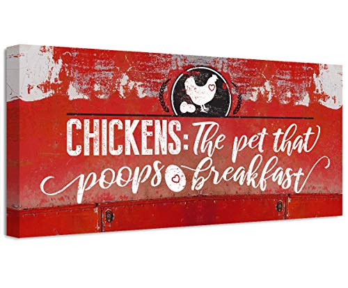 Chickens The Pet That Poops Breakfast - Farmhouse Wall Art - Heavy Wood Framed Canvas Print (16