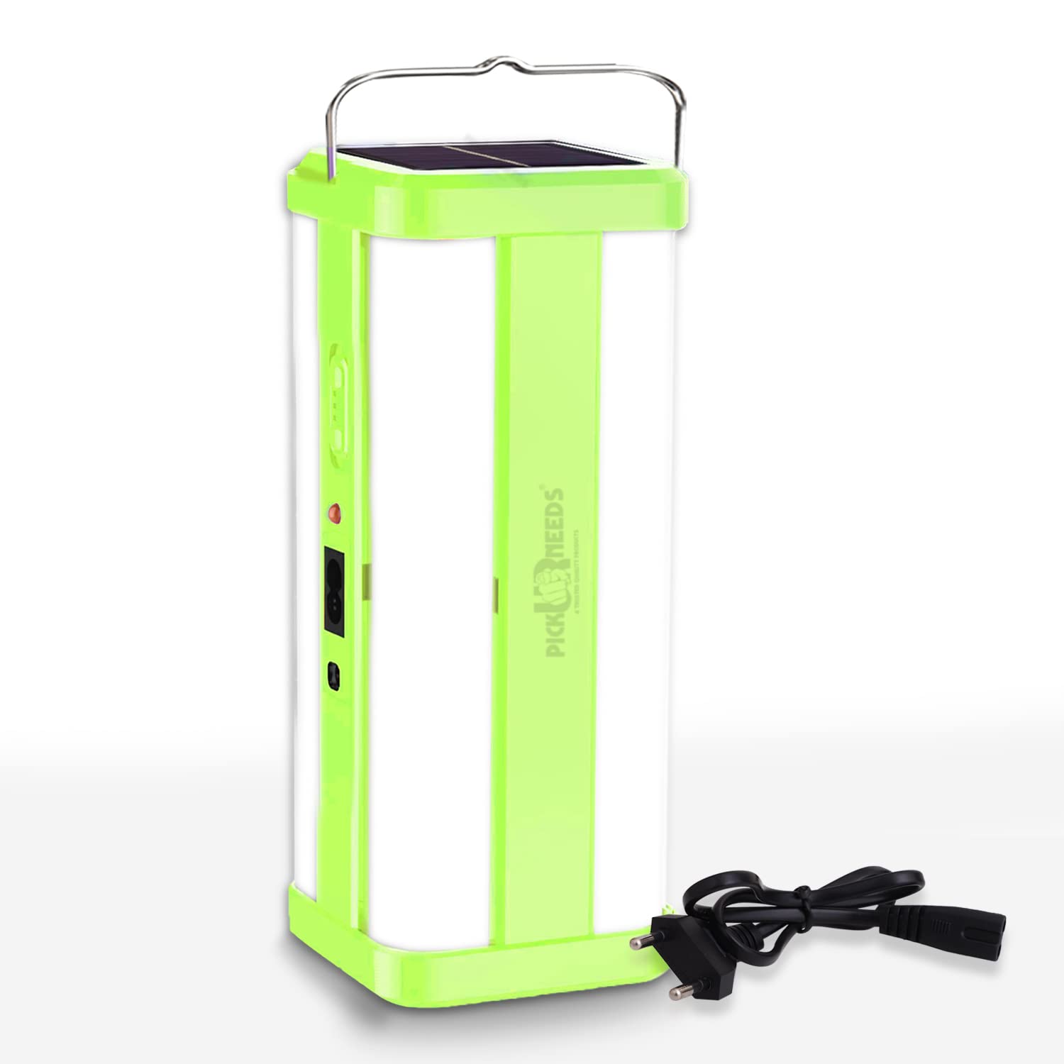 Solar Powered Rechargeable LED Emergency Lantern - 360° Floor Lamp with 4-Side Tube Light (Light Green) for Camping, Power Outages & Outdoor Adventures
