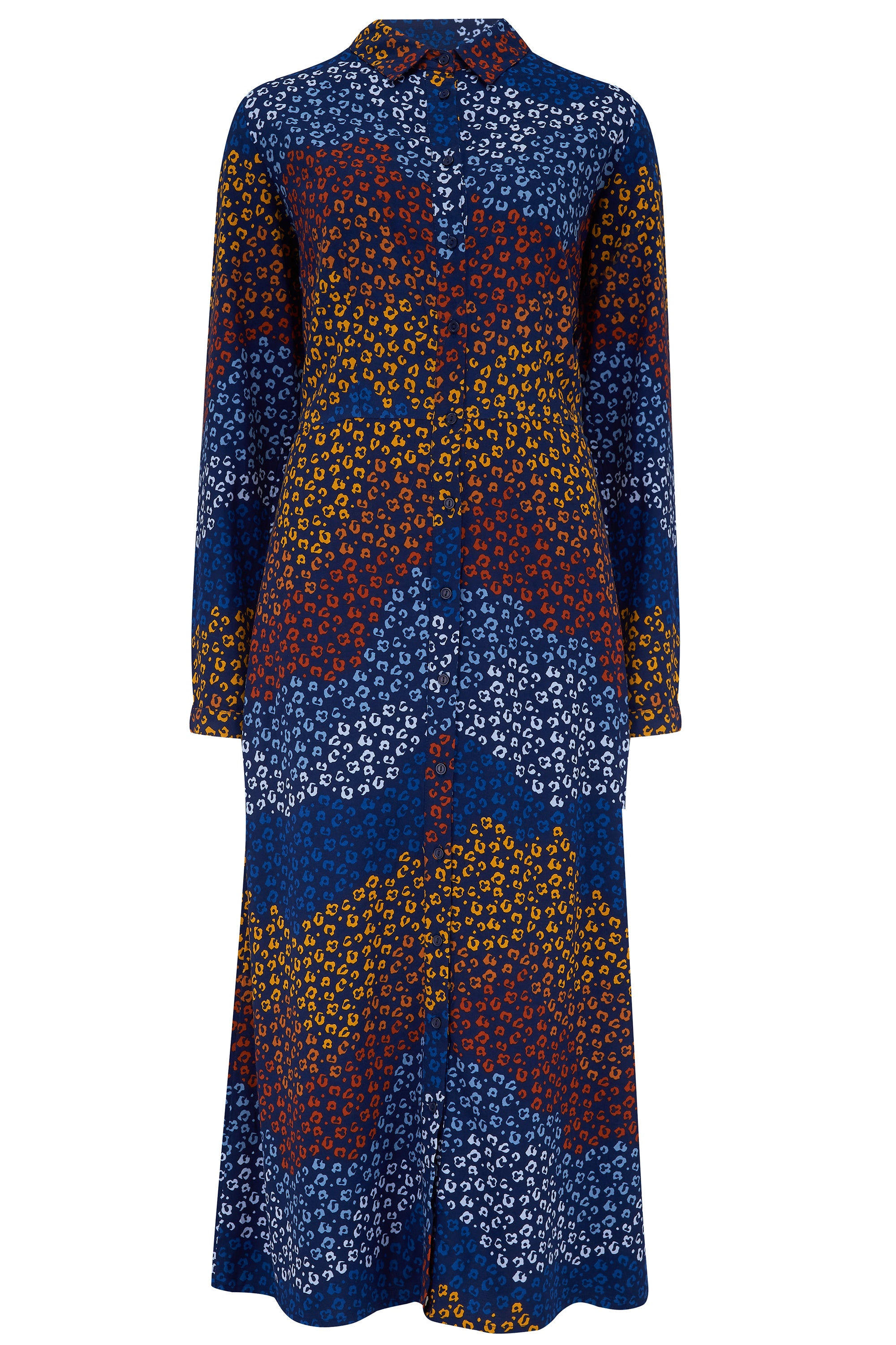Clarissa Maxi Shirt Dress for Women - Navy Blue & Multi Floral Print, Long Sleeve Button Down Dress - Perfect for Casual Outings, Beach Coverups & Summer Vacations