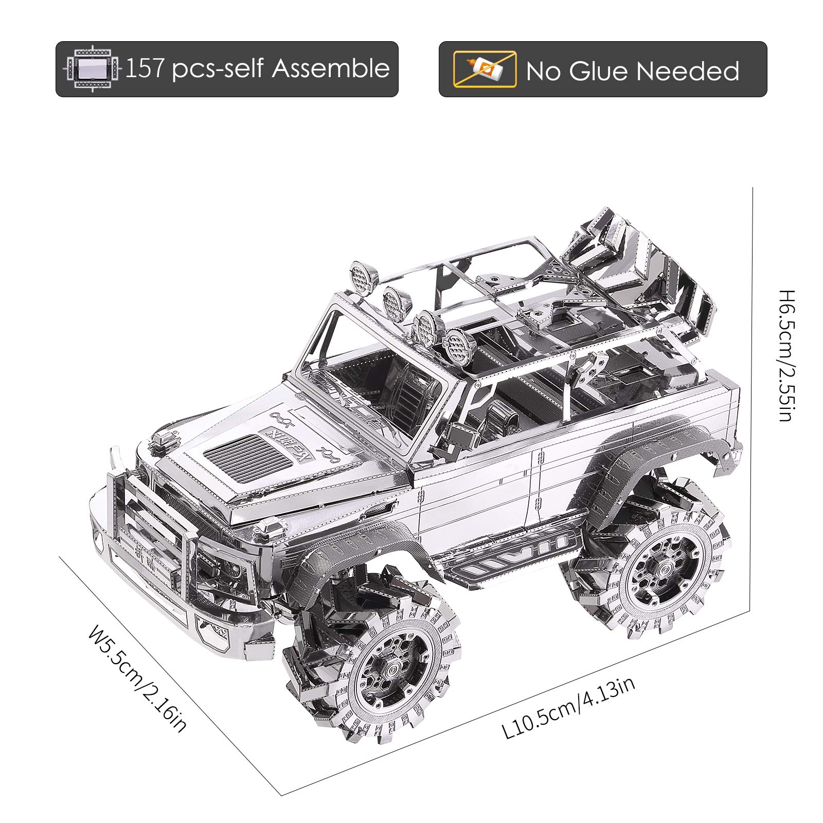 Piececool 3D Metal Puzzle SUV Car Model Kit - 157 PCS DIY Building Toy for Adults & Teens - Brain Teaser Craft Kits for Men & Women - Perfect Birthday Gift for Car Lovers & Puzzle Enthusiasts - Great for Home Decoration, Office Stress Relief & STEM Learning Activities