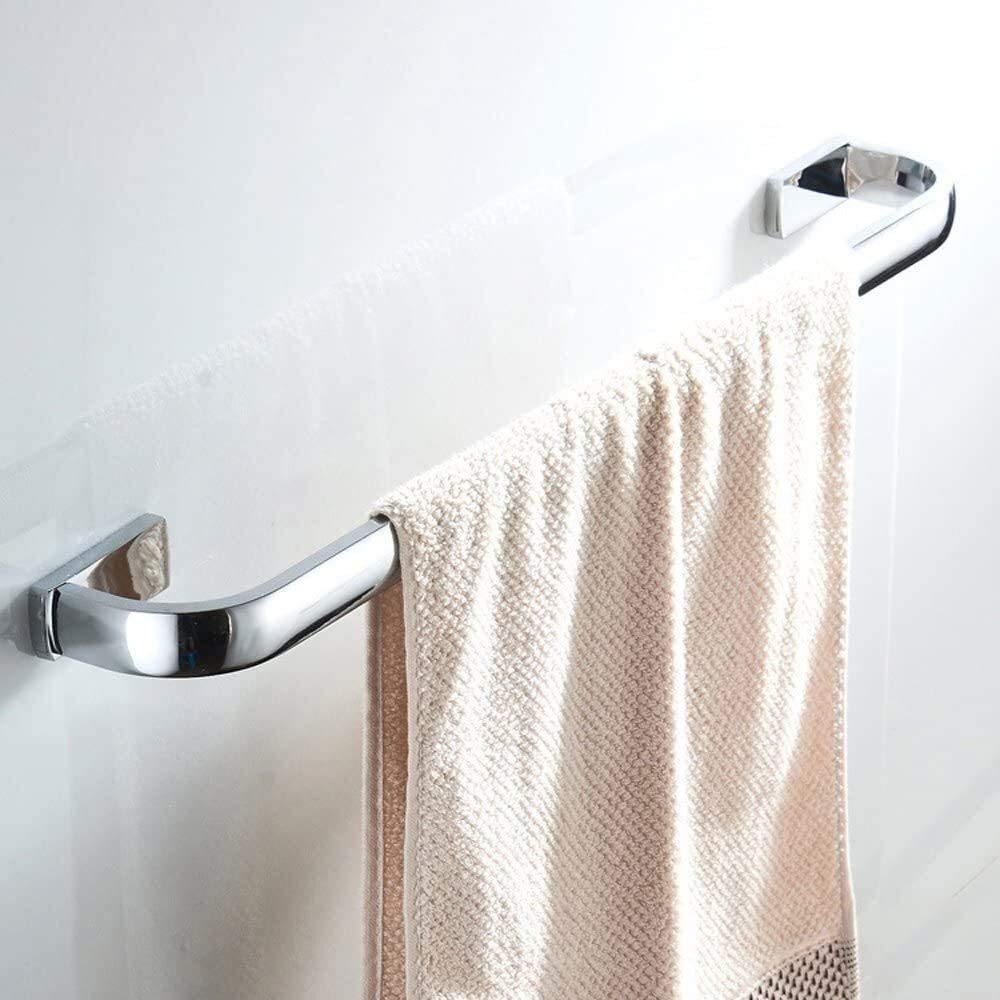 Premium Brass Towel Rack Set - 57CM Wall Mounted Chrome Finish Bathroom Towel Holder Bar - Modern Streamline Design for Bathroom, Kitchen & Spa Decor (Color: Towel Bars)