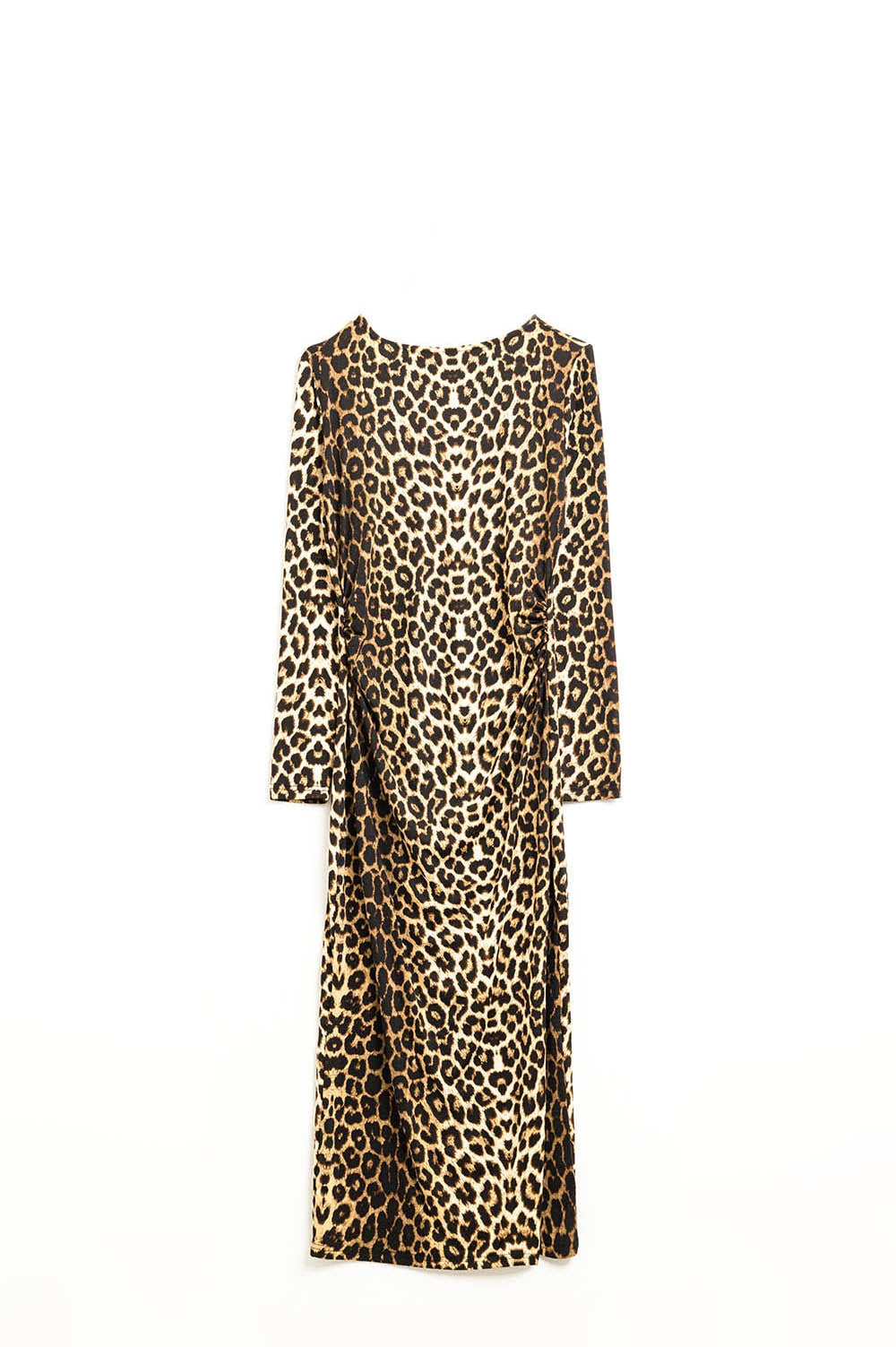 Leopard Print Spandex Robe with Waist Pleats - Stylish & Comfortable Loungewear for Women, Perfect for Home Relaxation, Spa Days & Cozy Evenings
