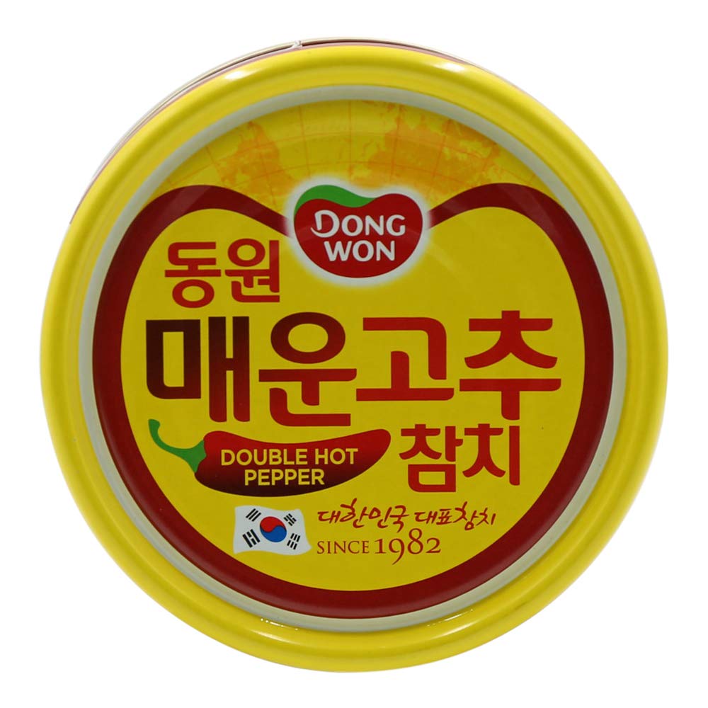 Dongwon Premium Tuna Chunks & Flakes in Spicy Double Hot Pepper Sauce - 5.29oz Can - Perfect for Sandwiches, Salads & Korean Dishes