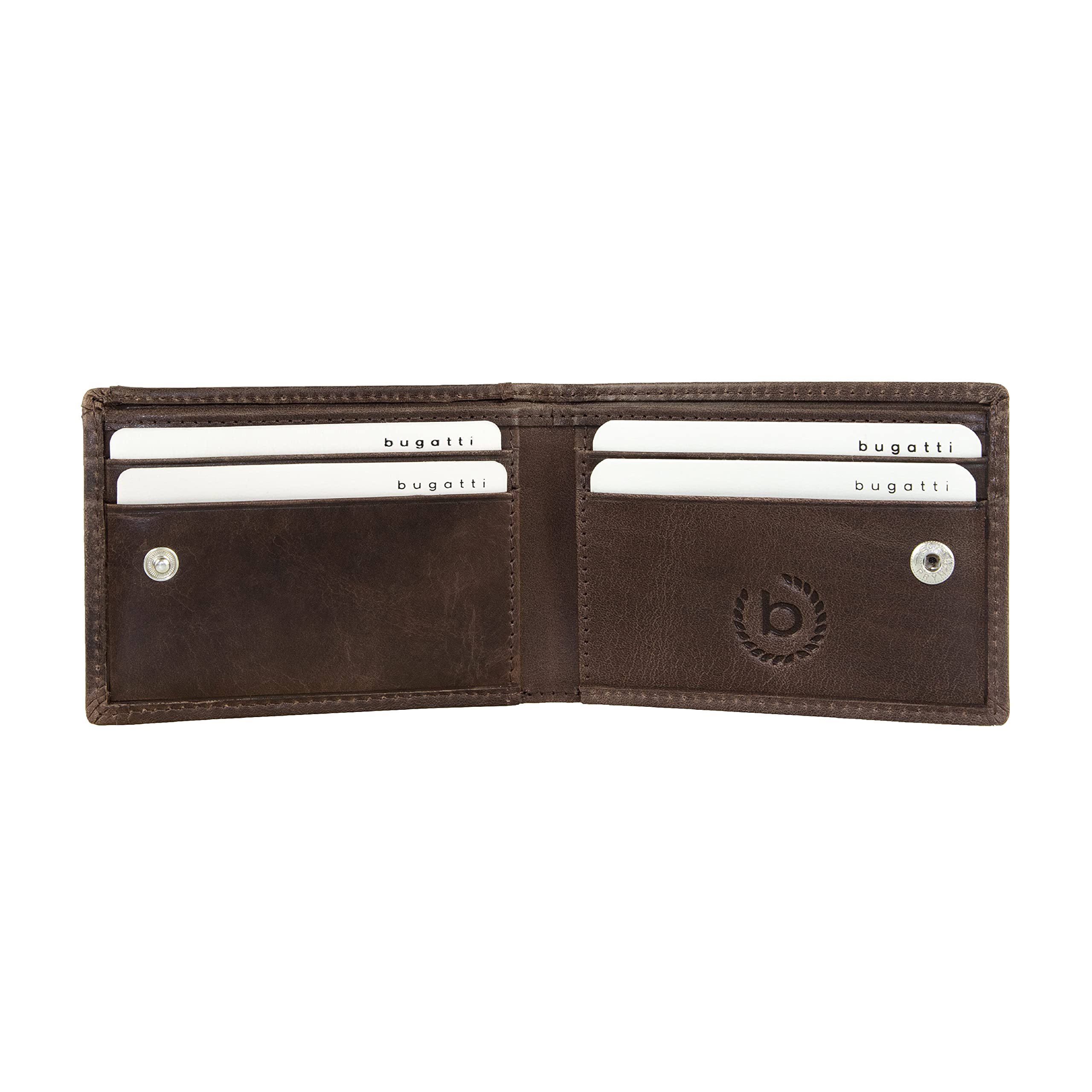 Bugatti Volo Genuine Leather Men's Slim Wallet - Small Brown RFID Blocking Bifold for Everyday Carry & Travel