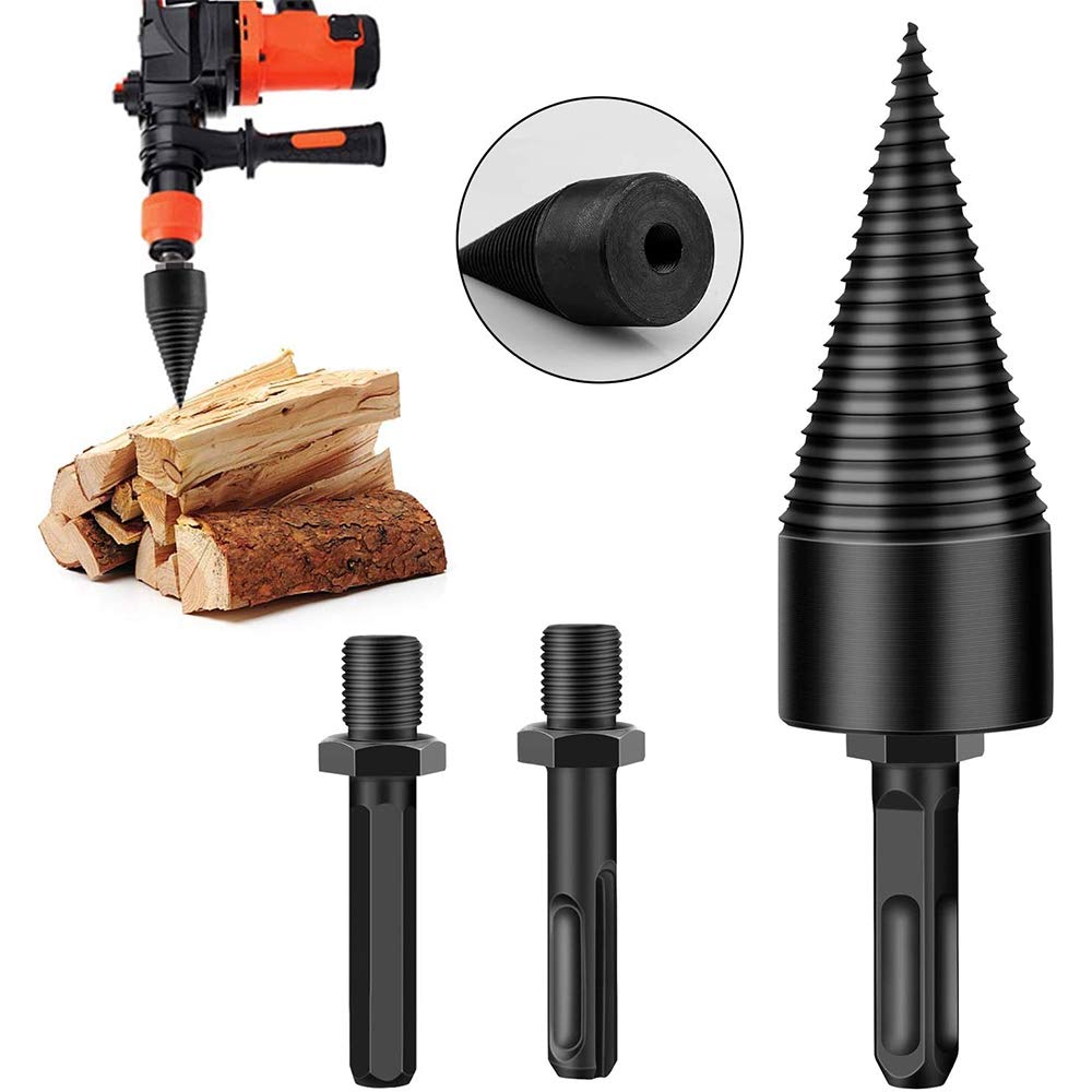 Heavy Duty Splitting Wood Cone Drill Bit Set (32mm/42mm) - Log Splitter Screw Cone for Firewood Kindling, Compatible with Household Electric Drills - Perfect for Camping, Fireplace & Outdoor Wood Splitting
