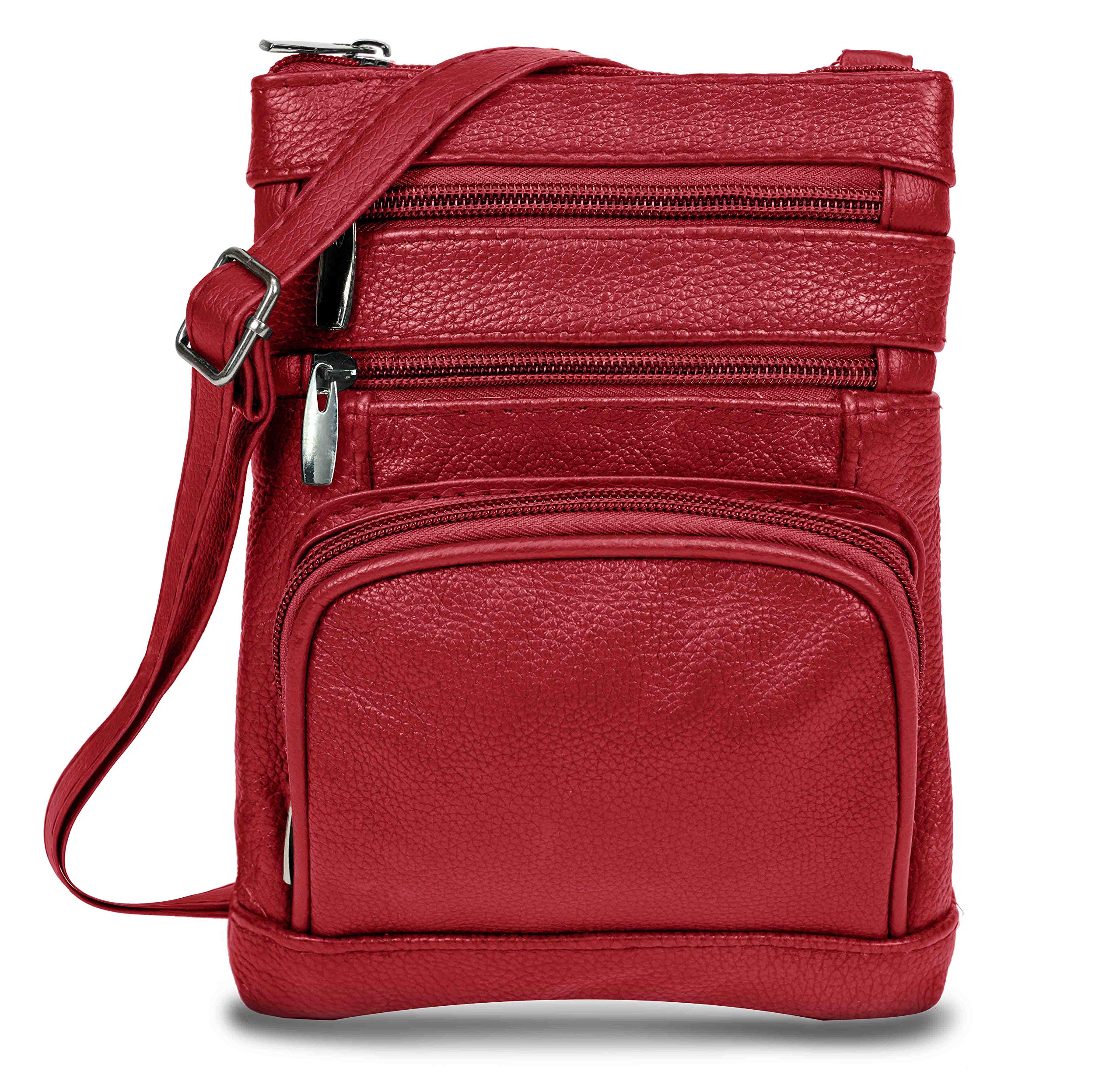 Krediz Genuine Leather Crossbody Bags for Women - Multi Pocket Adjustable Strap Shoulder Purse - Soft & Durable Leather Handbag - Perfect for Travel, Shopping & Everyday Use