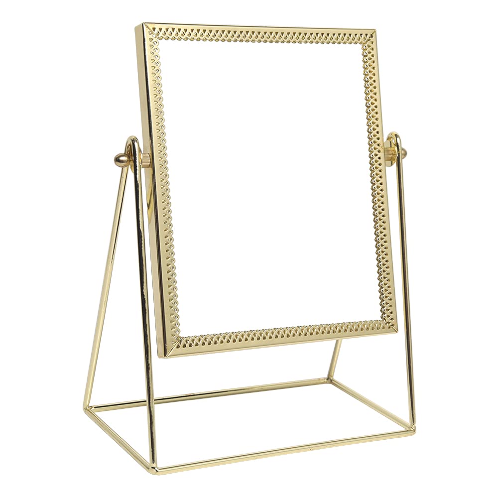 Premium Handmade Gold Rectangle Makeup Mirror for Vanity Table & Dresser - Single Sided Cosmetic Mirror for Beauty & Makeup Application - Perfect for Home, Salon, and Travel Use