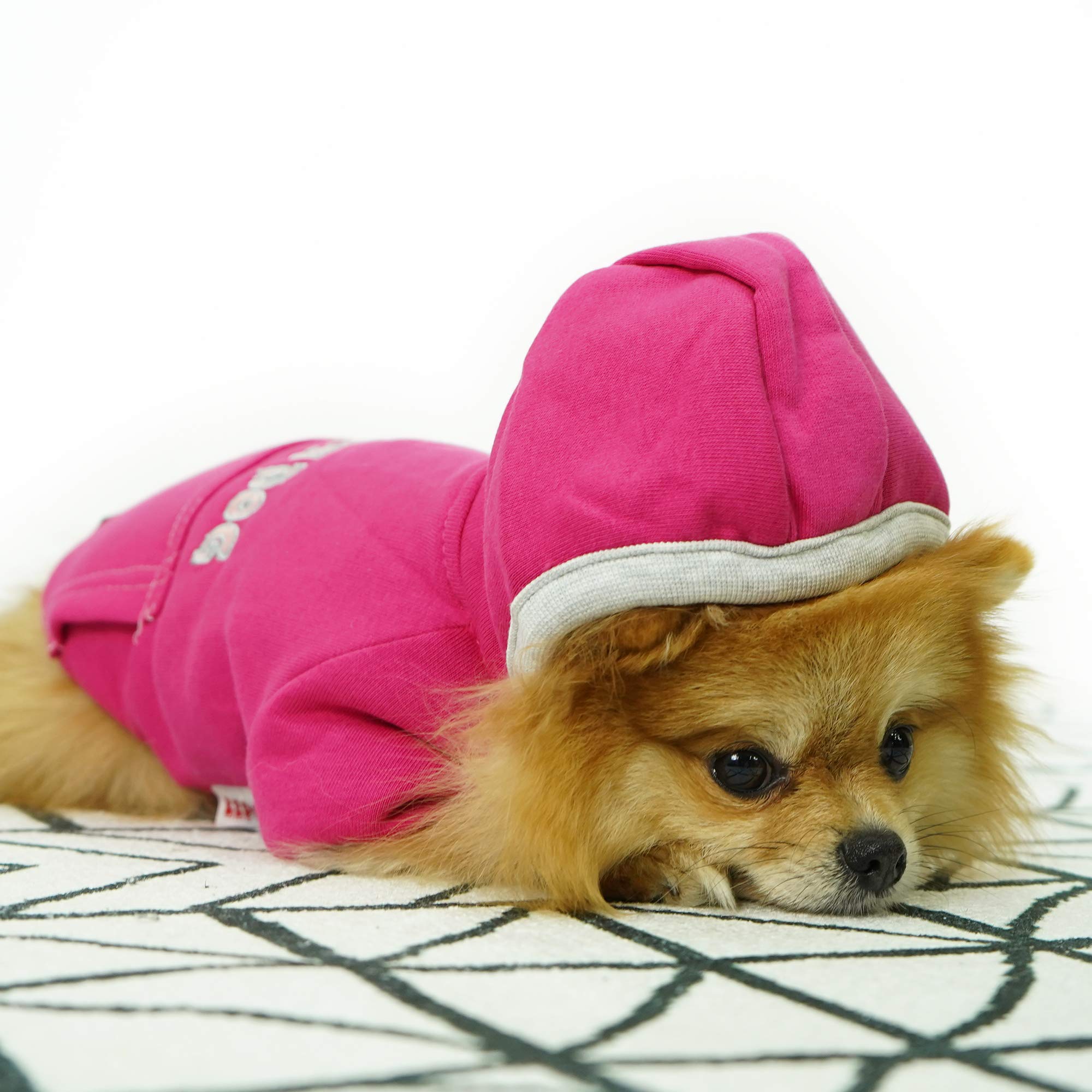 SussexHome Pets XXL Dog Hoodie - Cute Washable Dog Sweater with Full Coverage in Fuchsia - Cozy Winter Outfit for Large Dogs at Home & Outdoor Walks