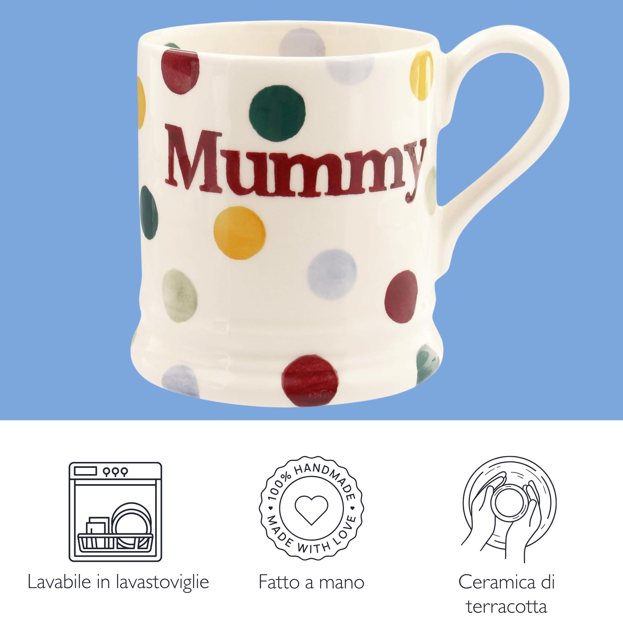 Emma Bridgewater Tazza Grande 300ml Coffee Mug - Original Mama Design Ceramic Cup for Espresso, Cappuccino & Tea - Perfect for Breakfast, Office & Gift Giving