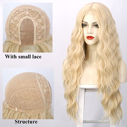 Long Straight Ombre Brown Wig with Middle Part - Natural Looking Synthetic Hair for Daily Wear & Cosplay
