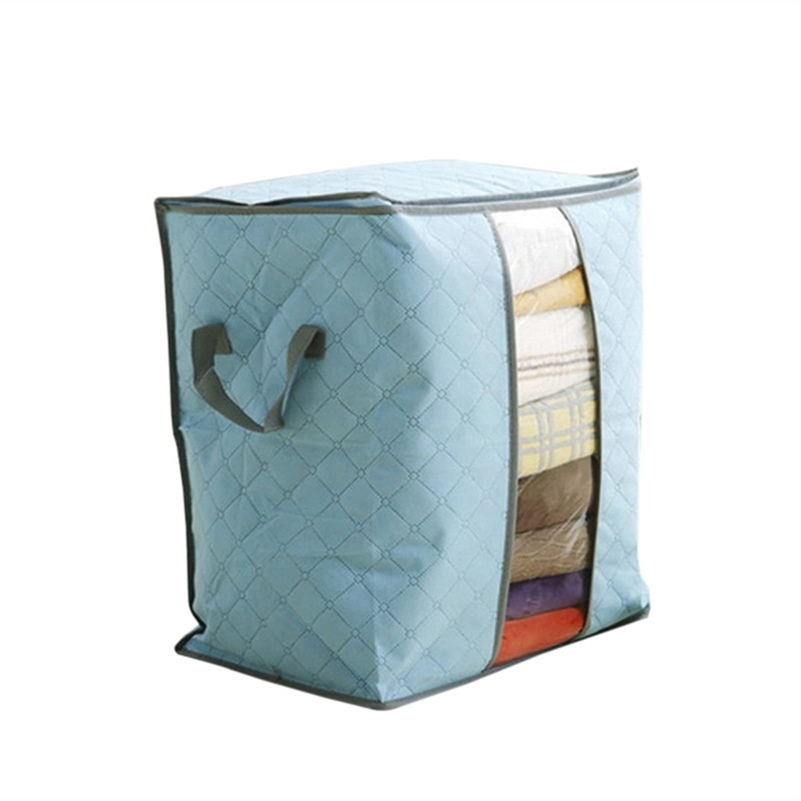 Large Vacuum Storage Bags for Clothes, Blankets, Quilts & Sweaters - Space Saving Organizer for Closet, Travel & Home - Blue Storage Box (Set of 2) - Perfect for Seasonal Clothing Rotation & Moving
