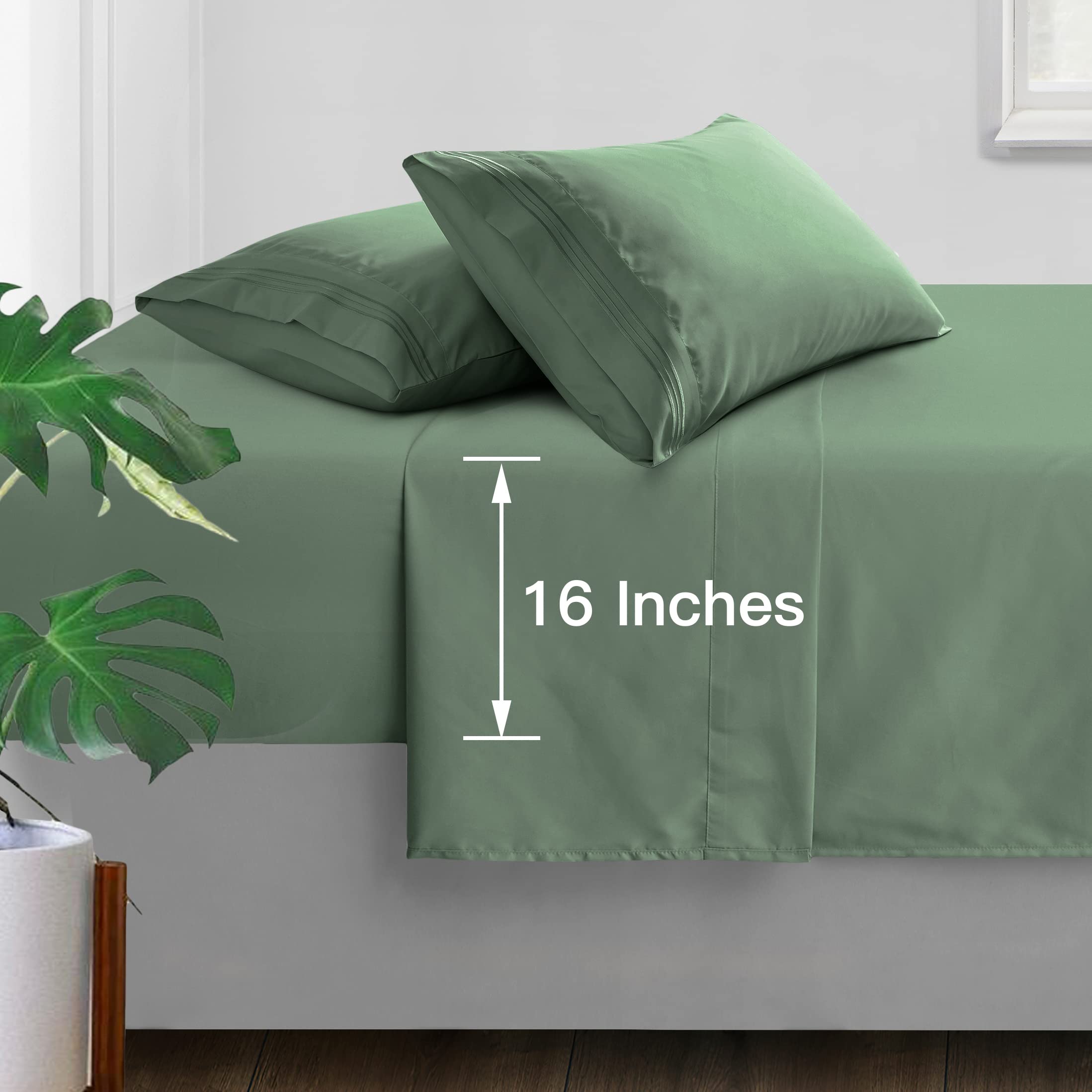 Manyshofu 1800 Thread Count King Size Bed Sheets Set - Luxury Hotel Quality 4-Piece Microfiber Bedding with 16