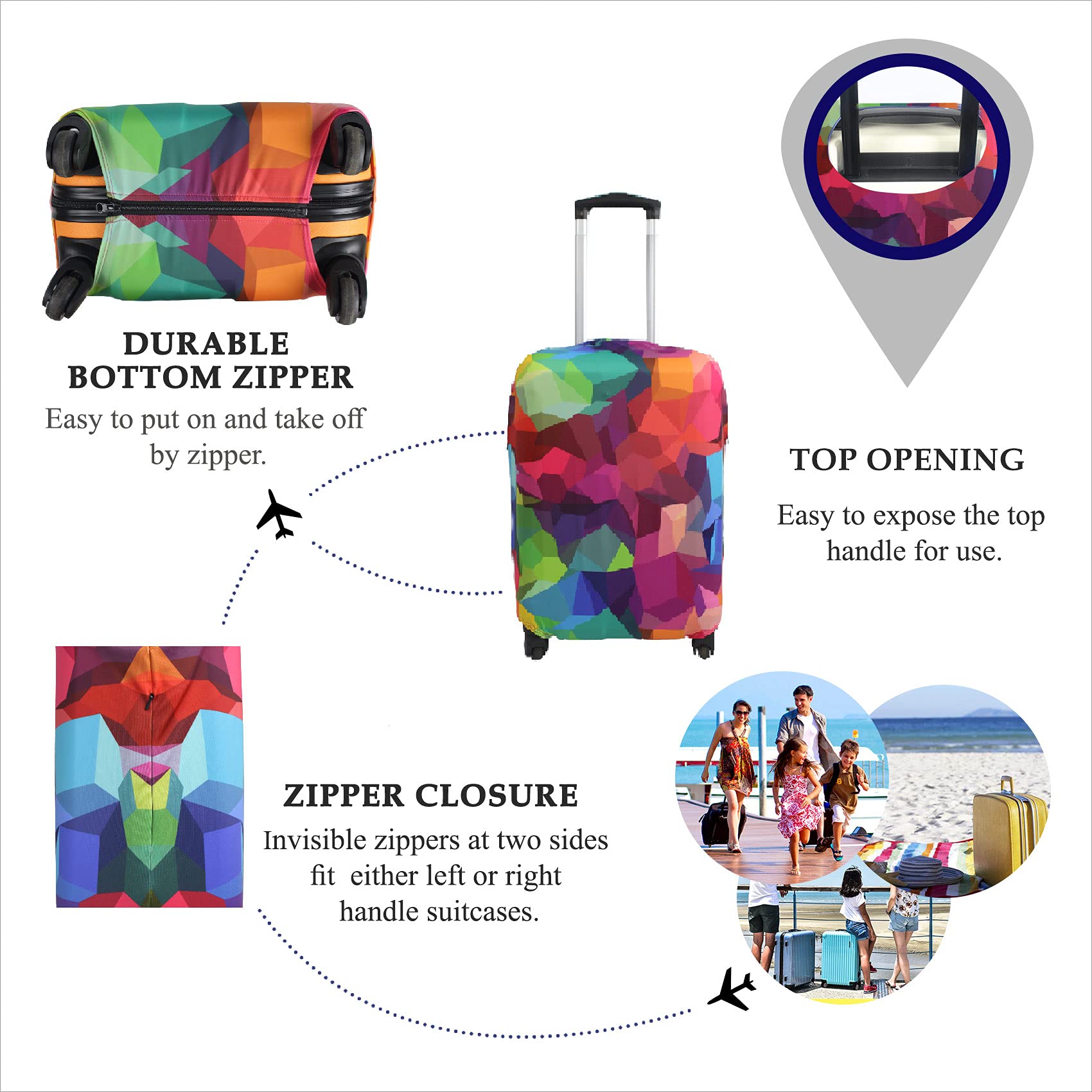 Explore Land Waterproof Luggage Cover for 31-32 Inch Suitcases - Durable Travel Suitcase Protector with Geometric Pattern (XL Size) | Perfect for Airplane Travel, Vacation Trips & Baggage Protection