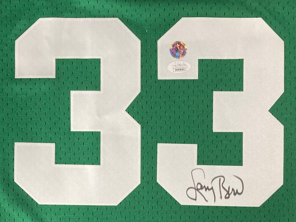 Larry Bird Autographed Boston Celtics Green Mitchell & Ness Hardwood Classics Swingman Jersey with JSA COA - Perfect for NBA Memorabilia Collectors and Celtics Fans Display