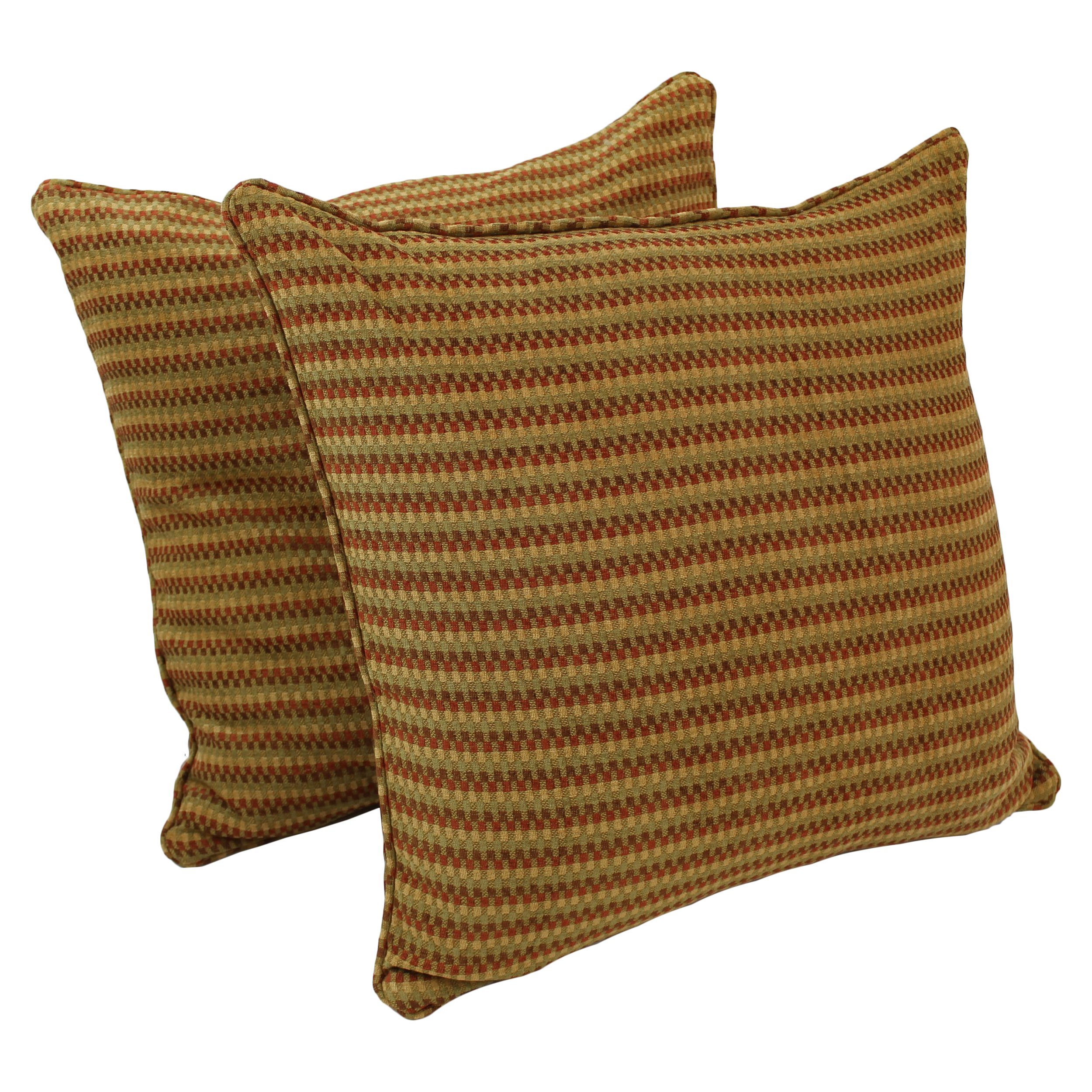 Blazing Needles Corded Jacquard Chenille Floor Pillows (Set of 2) - 25 Inch Autumn Gingham Pattern - Soft & Durable Home Decor for Living Room, Bedroom, or Nursery