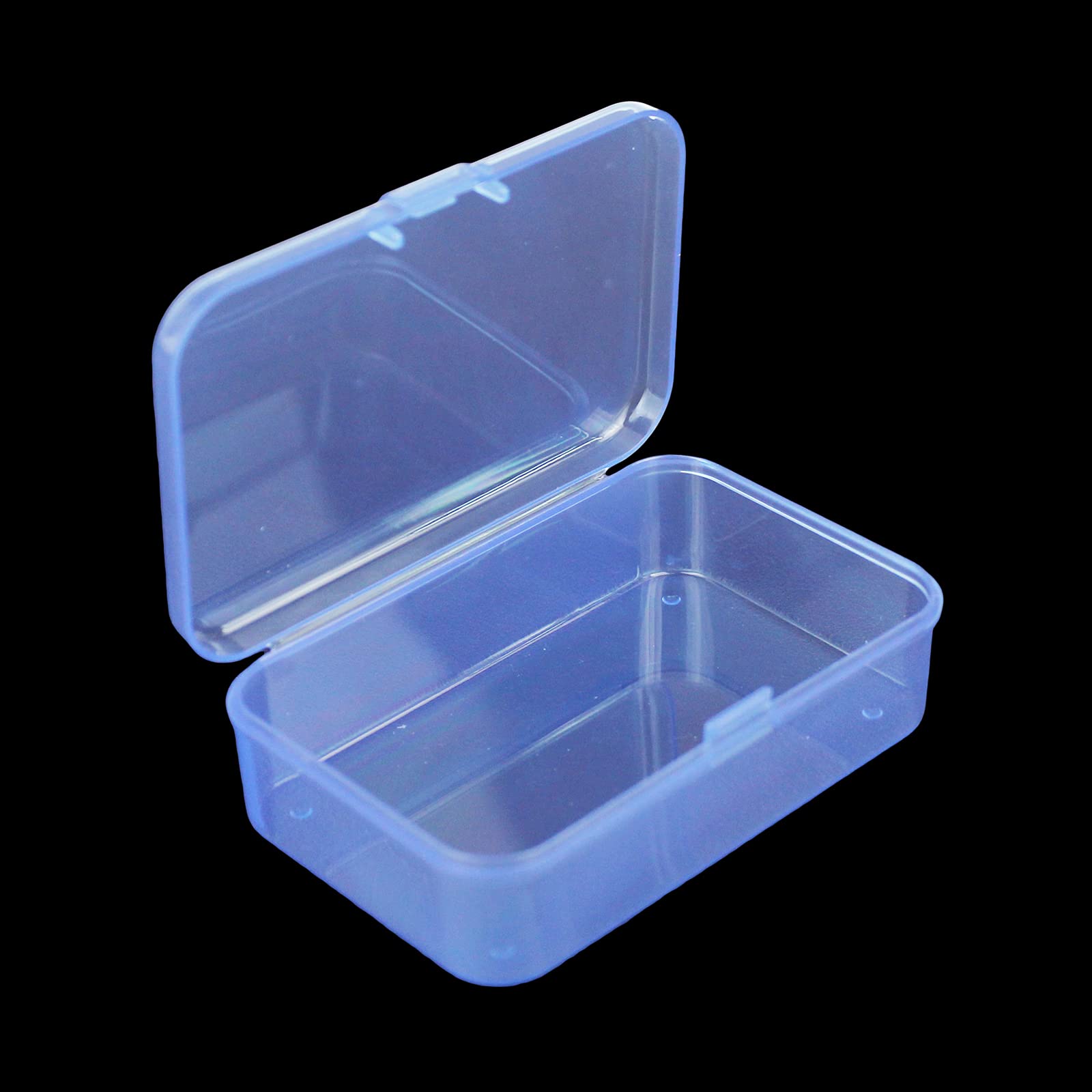 12-Piece Mini Rectangular Plastic Storage Boxes with Hinged Lids - Small Organizer Containers for Jewelry, Beads, Crafts & Office Supplies (Blue, 3.3