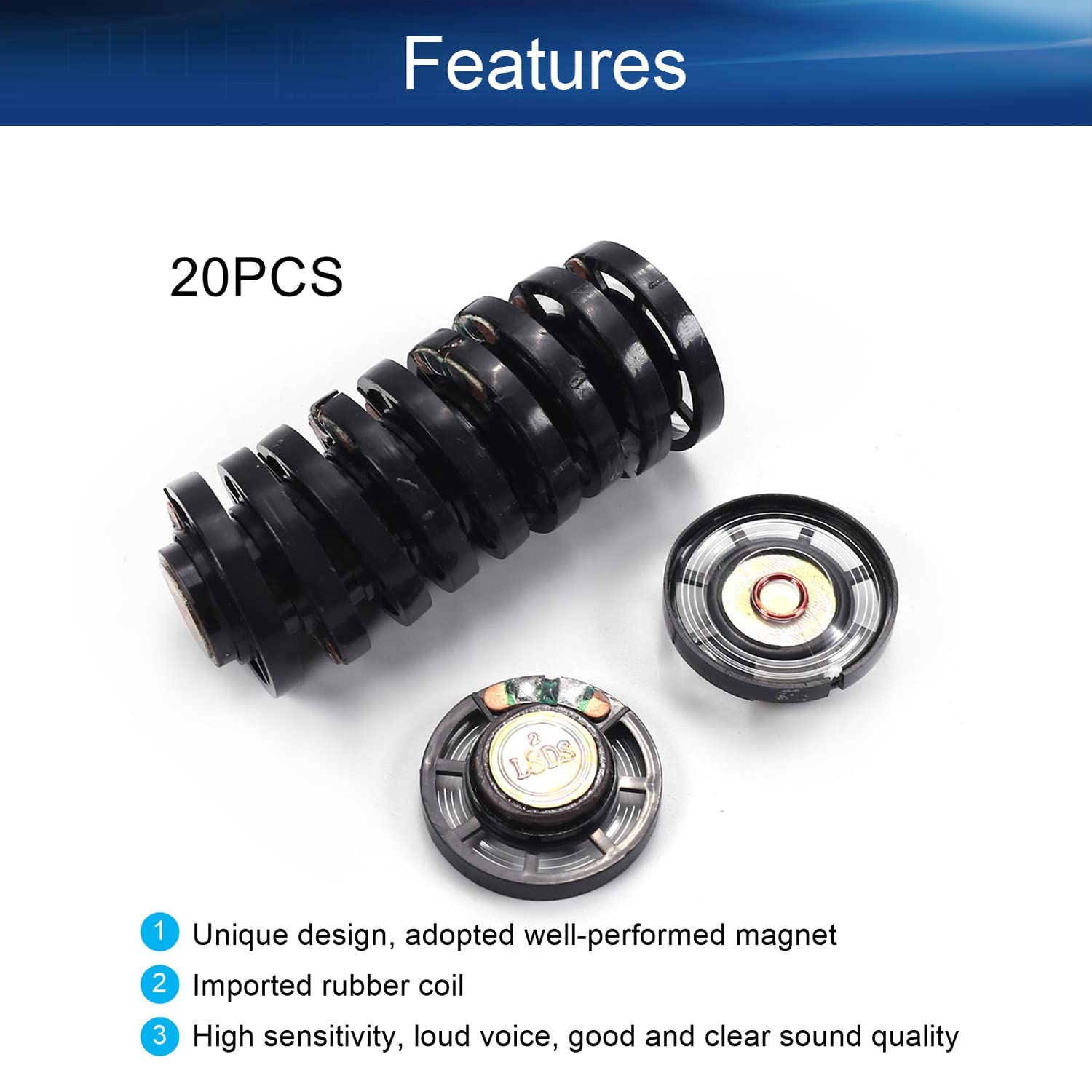 20Pcs 0.25W 8 Ohm 29mm Round DIY Mini Speakers - Replacement Loudspeakers for Small Electronics Projects | Perfect for DIY Audio, Science Experiments & Electronic Repair