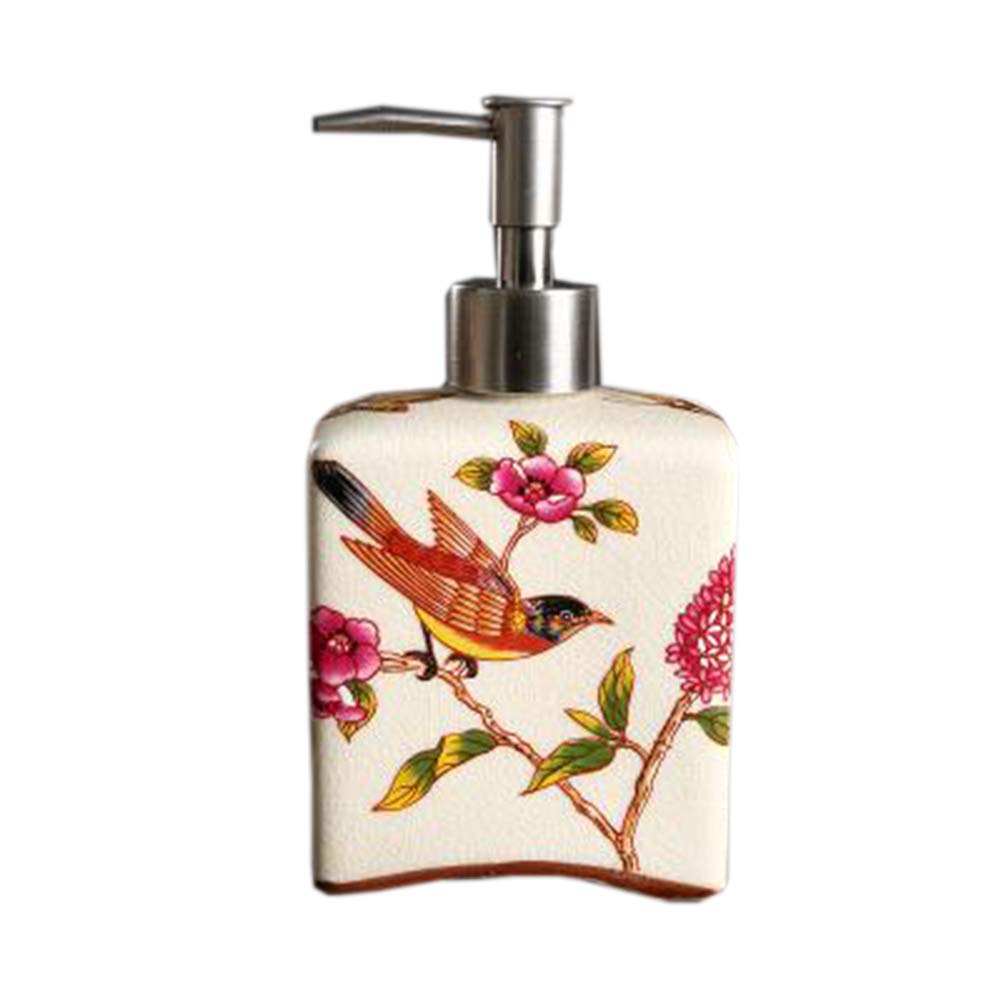 Creative Ceramic Soap Dispenser - 320ML Glass Hand Wash & Shower Gel Bottle for Bathroom (Beige) | Elegant Liquid Soap Container for Sink Counter, Guest Bath & Spa Decor