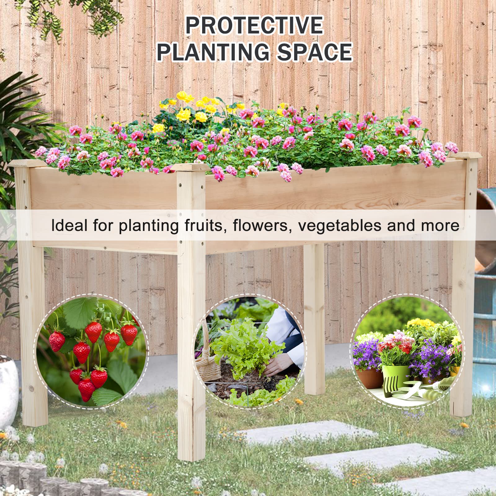 Elevated Garden Bed Kit - Large Outdoor Wooden Raised Planter Box with Legs for Vegetables, Flowers & Herbs | Deep Root Gardening, Patio, Backyard & Balcony Planting Solution
