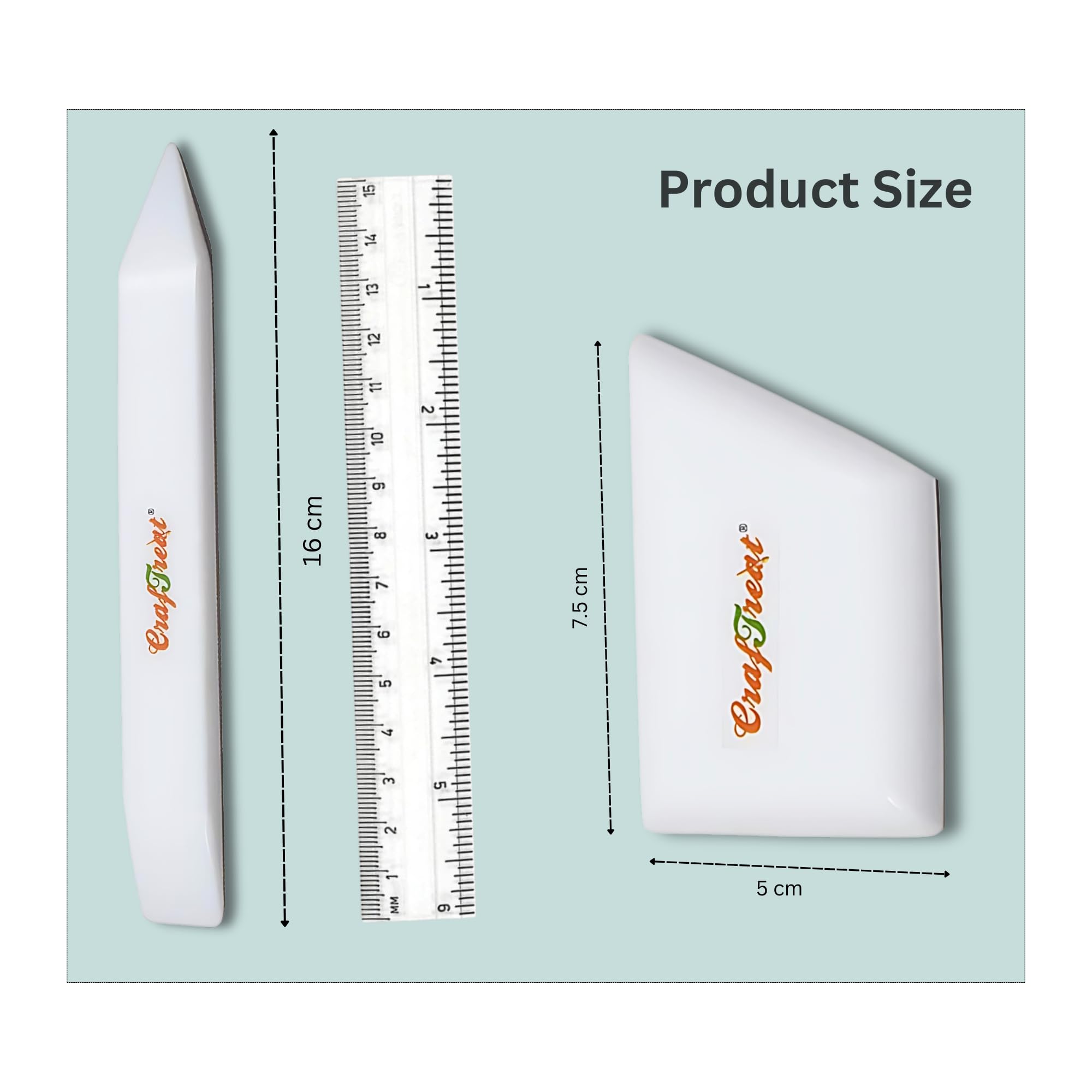 CrafTreat Teflon Bone Folder & Scoring Tool Set - Large Ergonomic Square Paper Scorer for Paper Crafts, Origami, Bookbinding - Leather Burnishing Tool - Smooth Non-Stick Crafting Essentials for DIY Projects, Card Making, and Scrapbooking