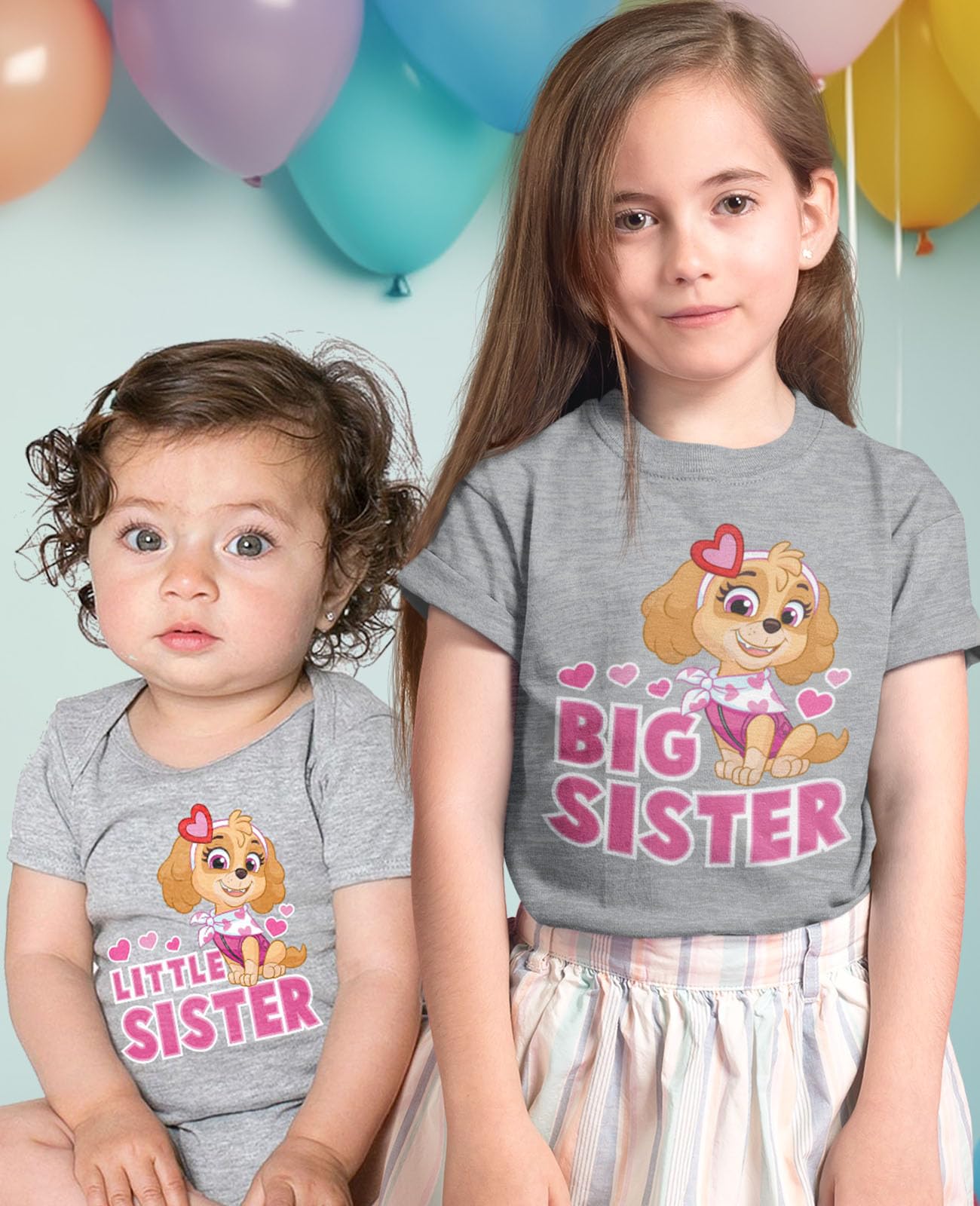 Paw Patrol Skye Big Sister Little Sister Matching Outfits for Girls - Cute Sibling Shirts for Twins & Sisters - Perfect for Birthday Parties, Family Photos & Matching Outfit Days