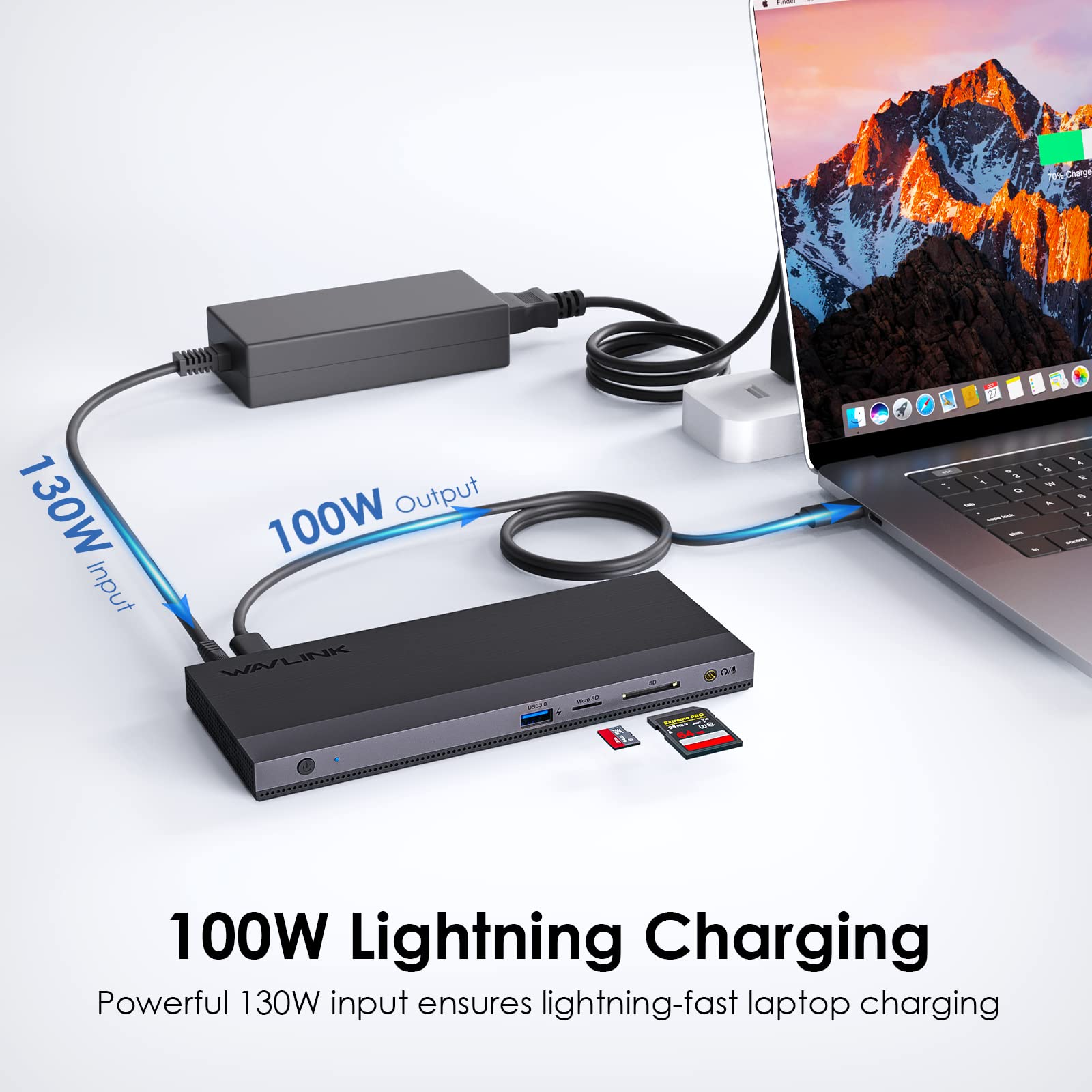 13-in-1 USB C Triple Monitor Docking Station with 100W Power Delivery, WAVLINK USB-C Hub - 2x 4K DP, HDMI, Ethernet, 4 USB 3.0, SD/TF, Audio - Perfect for Home Office, Gaming & Multi-Screen Workstations