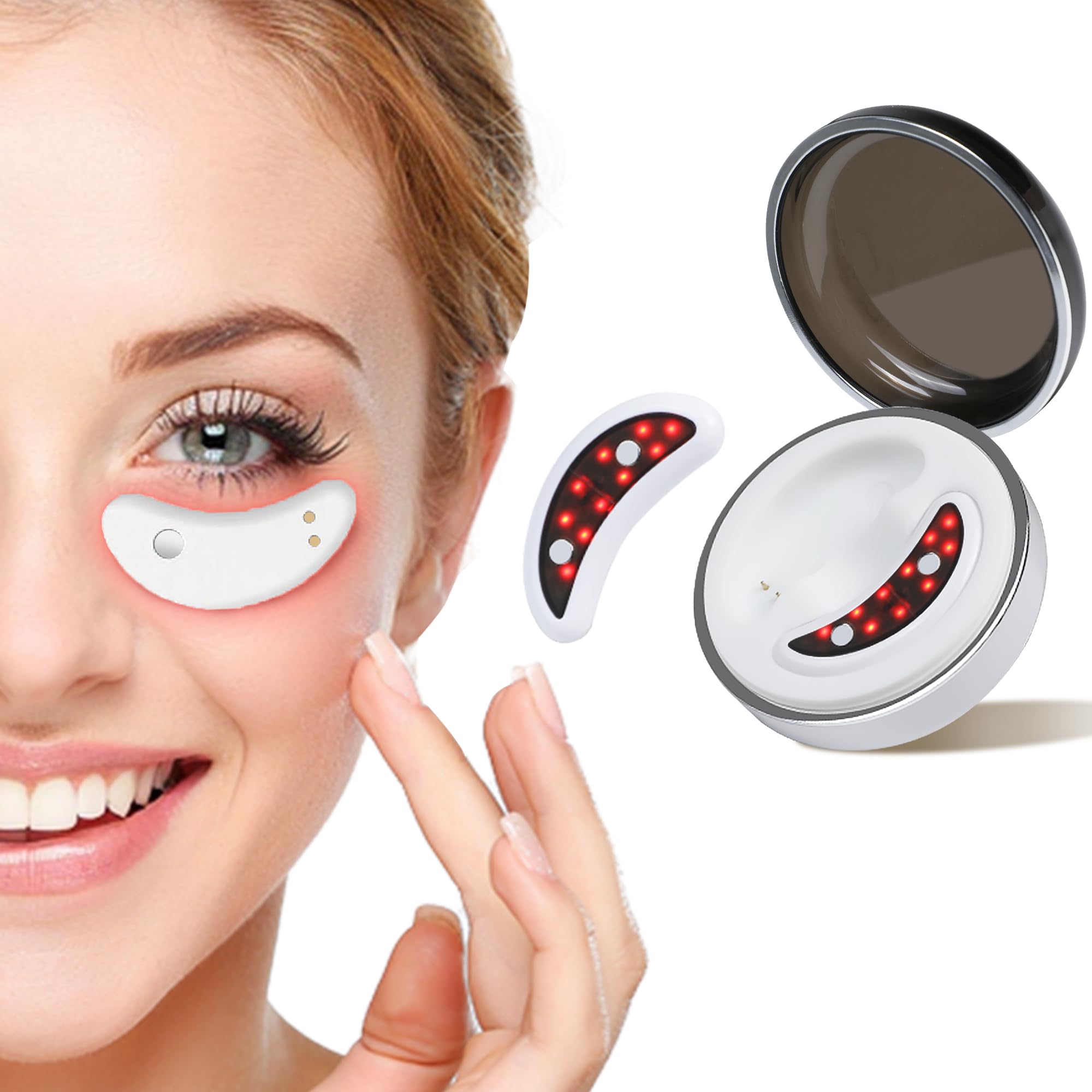 DUOMEIQI Red Light Therapy Eye Patches - RevitaEyes Under Eye Massage Patches for Dark Circles & Puffiness Relief | Portable Eye Treatment for Tired Eyes | Perfect for Home Spa, Travel & Office Use