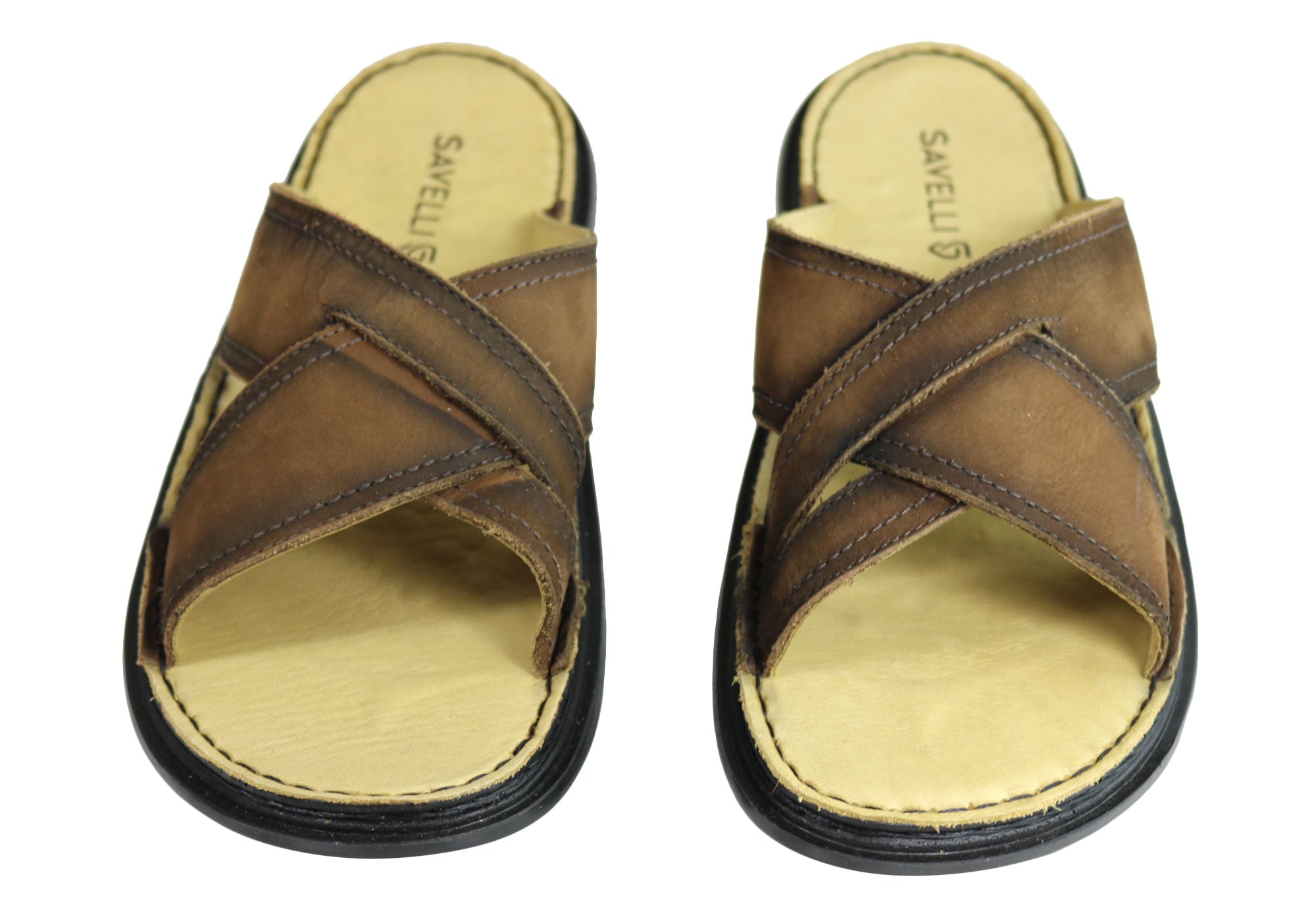 Savelli Kobes Men's Leather Comfort Slide Sandals - Handmade in Brazil - Premium Casual & Beach Footwear for Summer