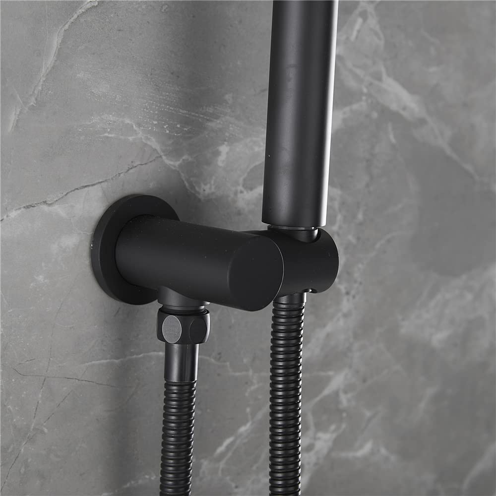 High-Pressure Rainfall Shower Head and Handheld Sprayer Set with Matte Black Finish - Complete Bathroom Shower System with Mixer Valve & Tub Spout for Luxurious Spa-Like Experience at Home