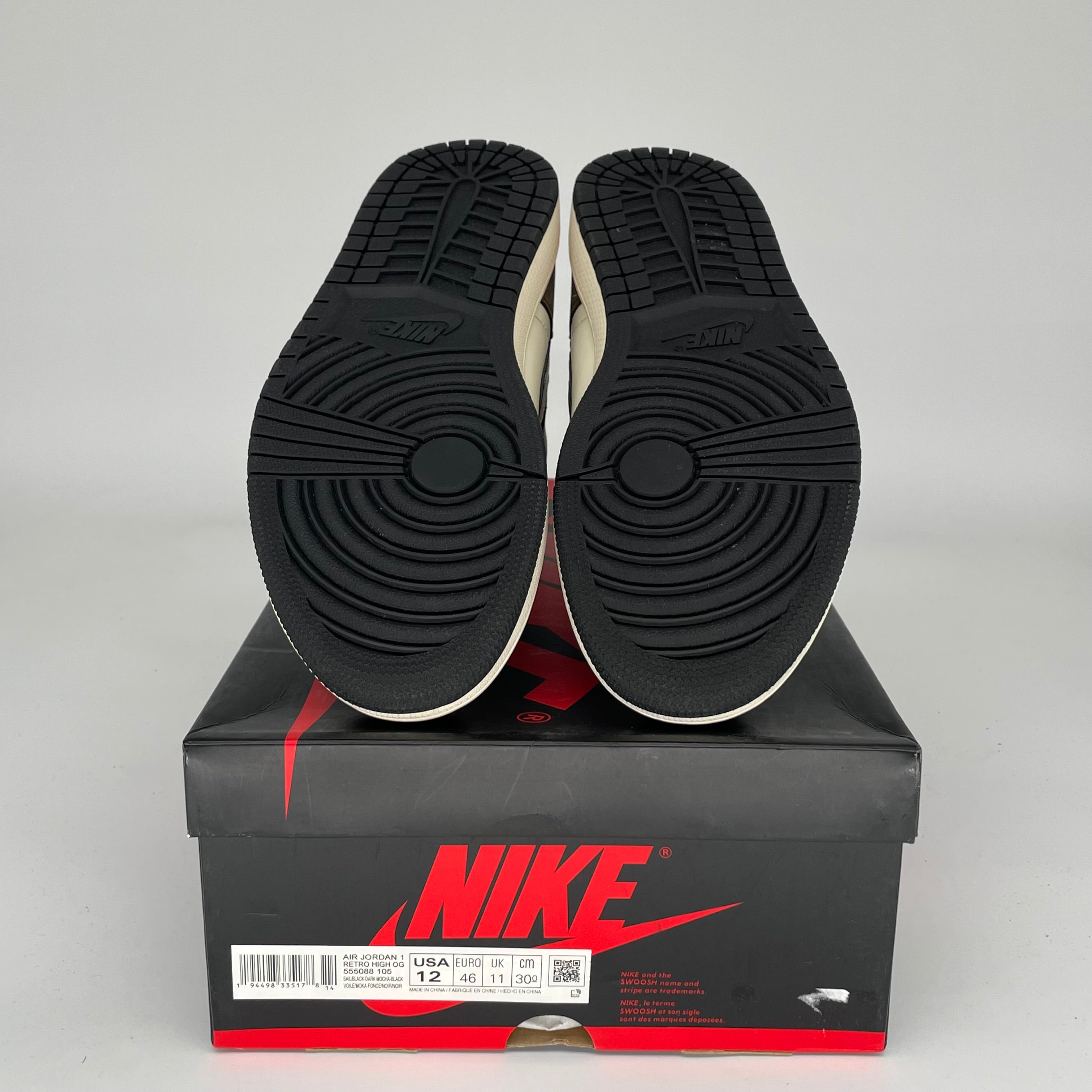 Original Air Jordan 1 Retro High Dark Mocha - Men's Size 12 (555088-105) - Premium Basketball Sneakers for Streetwear & Casual Style