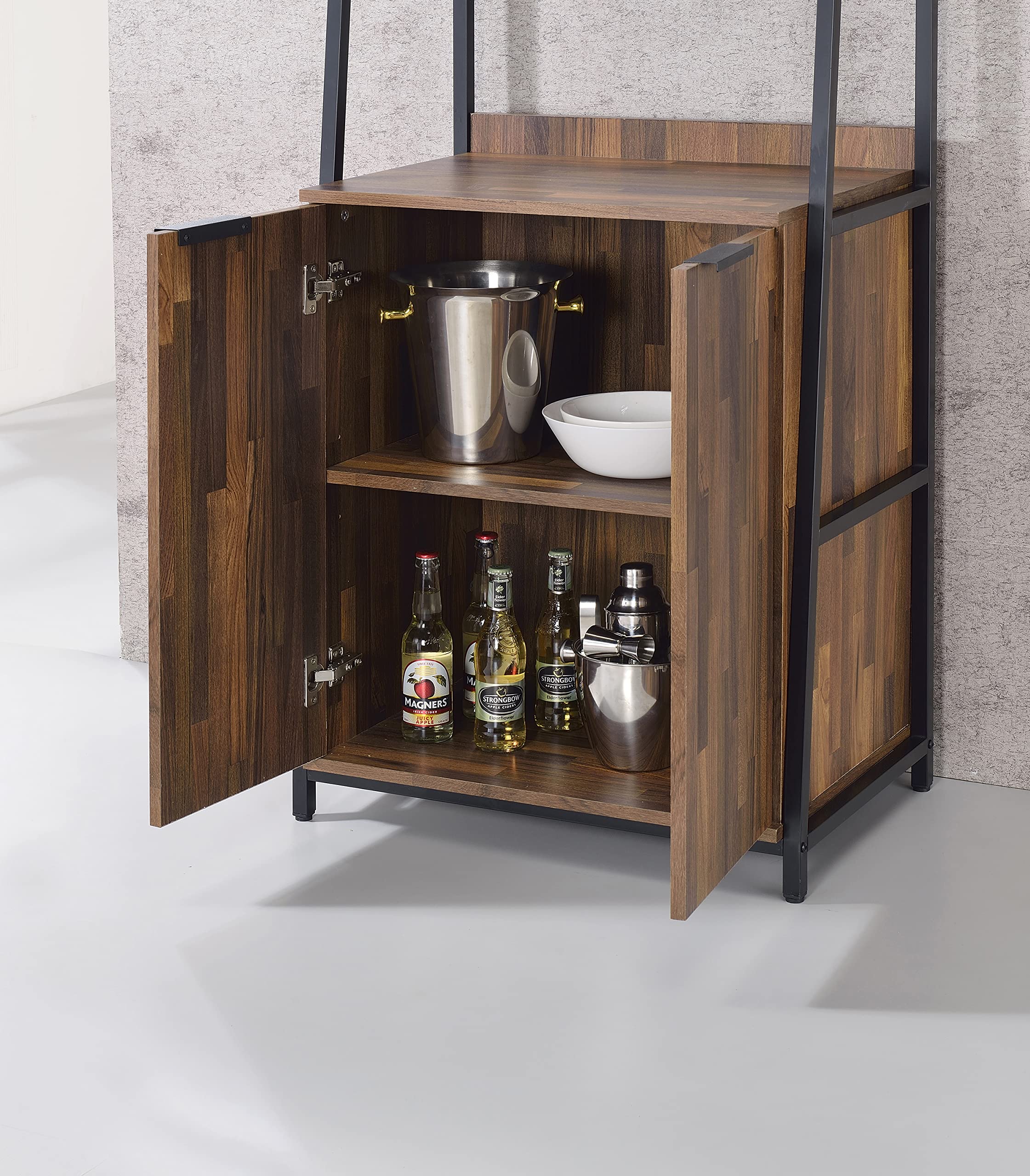 Premium Wooden Wine Cabinet - Freestanding Wine Storage Rack with Glass Bottle Holder | Multifunctional Bar Cabinet for Home, Kitchen & Dining Room | Perfect for Entertaining, Wine Display & Coffee Bar Setup