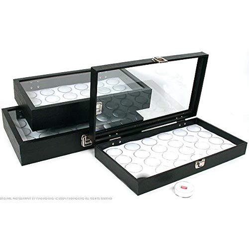 FindingKing 72 Gem Jars with White Display Tray & Glass Lid - Perfect for Jewelry Storage, Bead Organizer, Travel Case for Crafts & DIY Projects