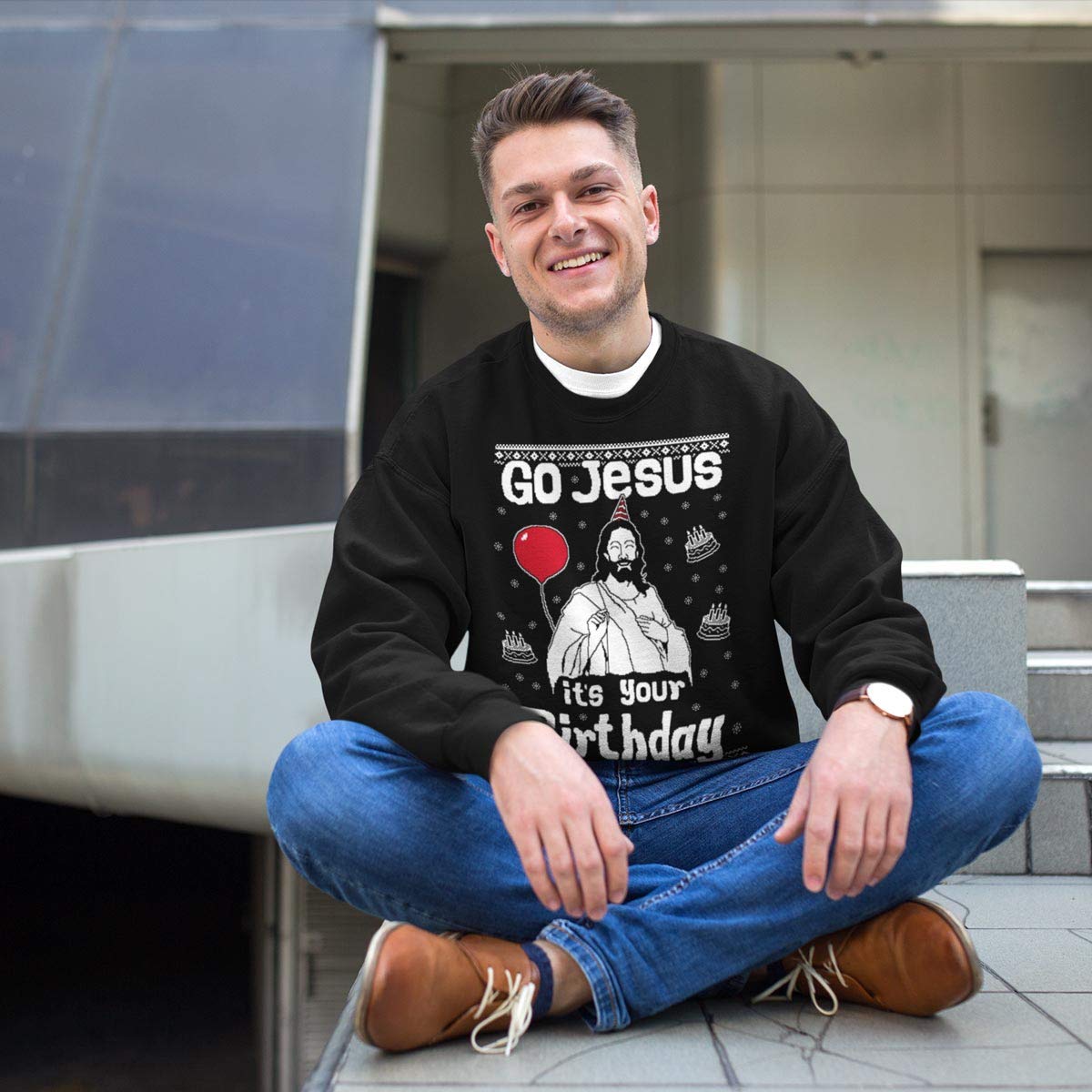 Green Turtle Ugly Christmas Sweater T-Shirt - Funny 'Go Jesus It's Your Birthday' Graphic Tee | Holiday Party Outfit, Christmas Gift, Festive Family Gathering Apparel