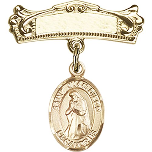 St. Juan Diego Gold Filled Baby Badge with Arched Polished Pin - 7/8