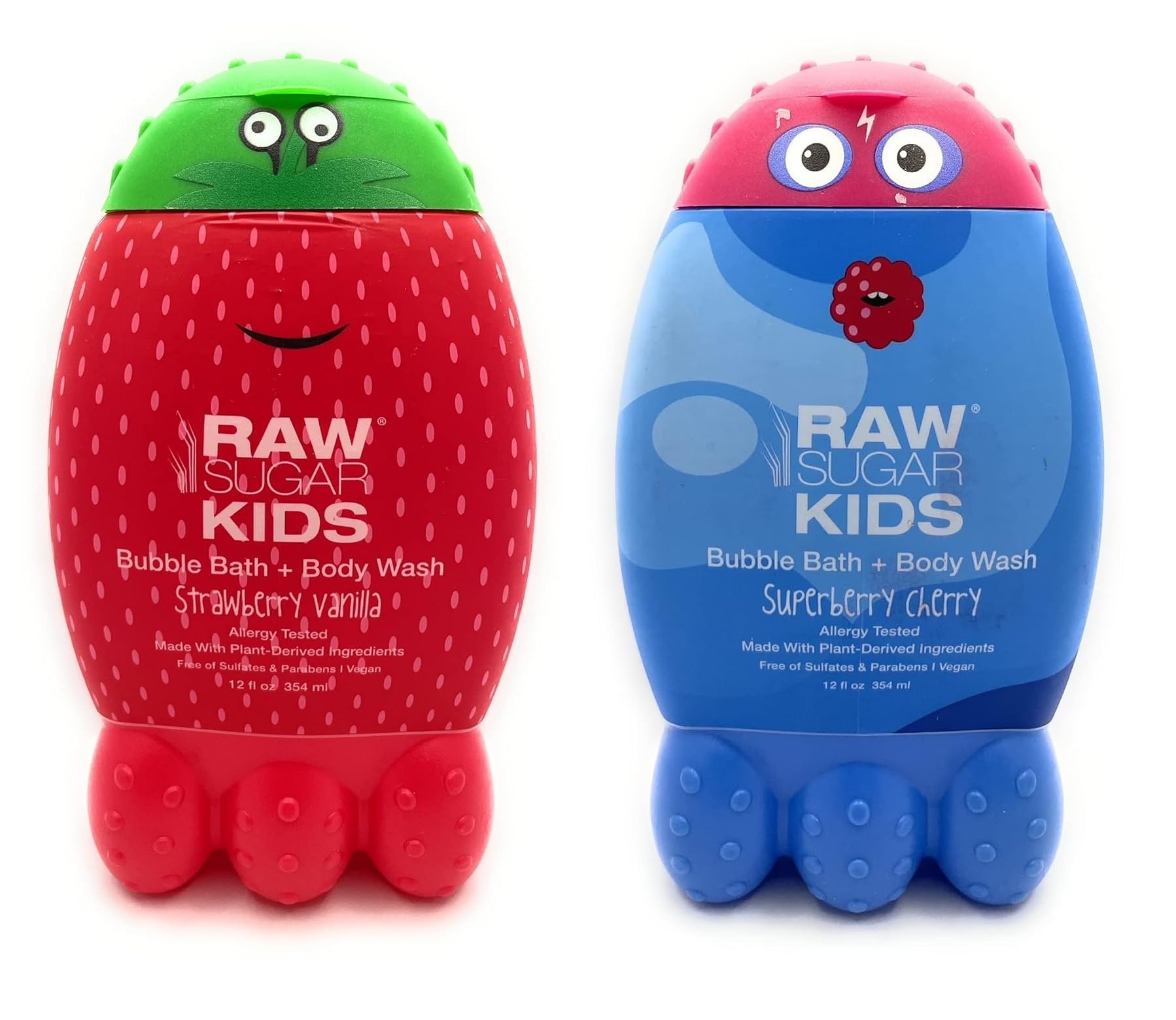 Kids Bath & Body Wash - Strawberry Vanilla & Super Berry Cherry Scent - 12 oz Each - Gentle Foaming Wash for Toddlers & Children - Perfect for Daily Bath Time & Sensitive Skin Care