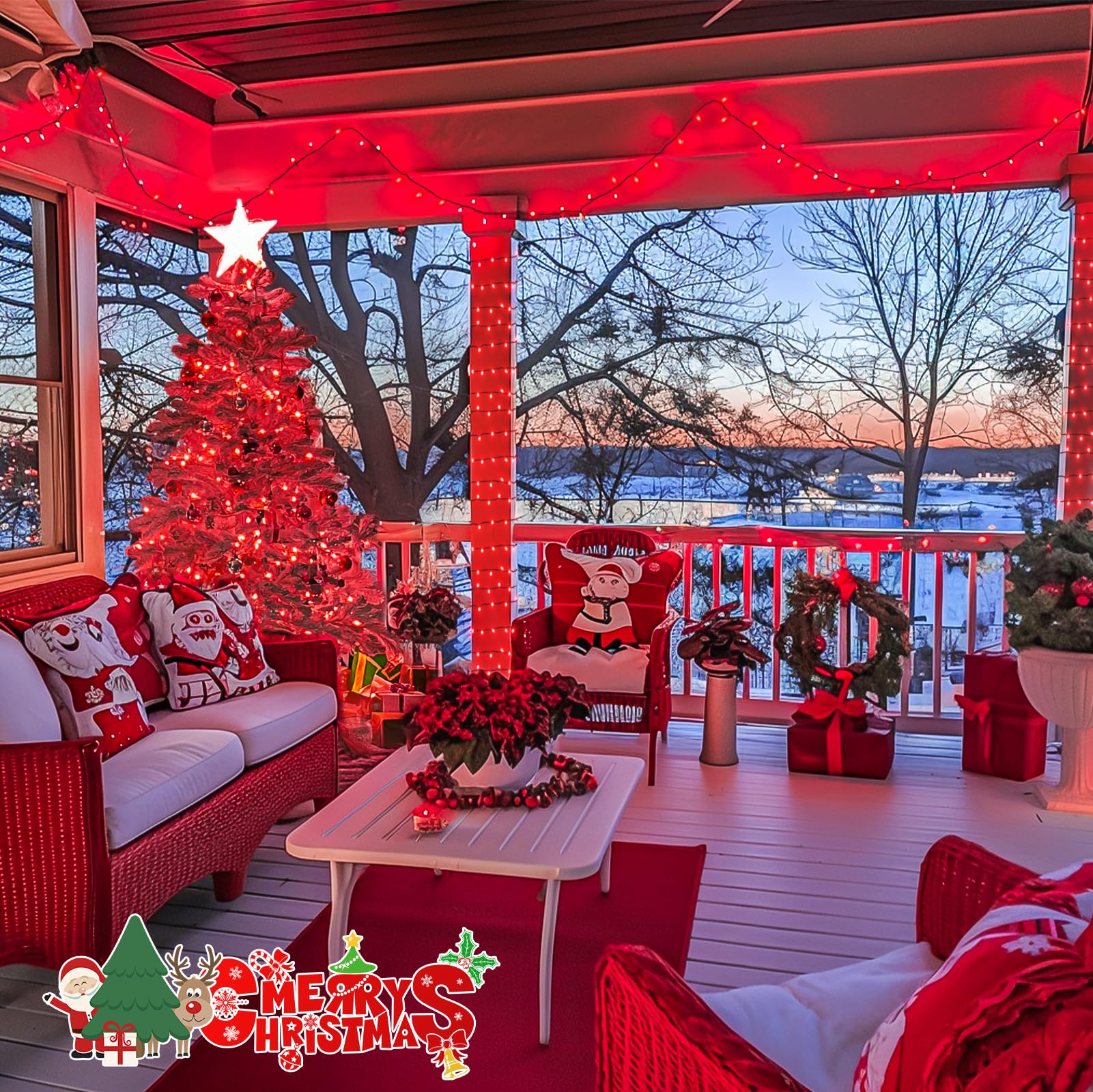 JMEXSUSS 500 LED Red String Lights - 173ft Waterproof Outdoor Christmas Lights with 8 Modes for Xmas Tree, Party, Holiday & Valentine's Day Decorations - Perfect for Garden, Patio, and Indoor Festive Lighting