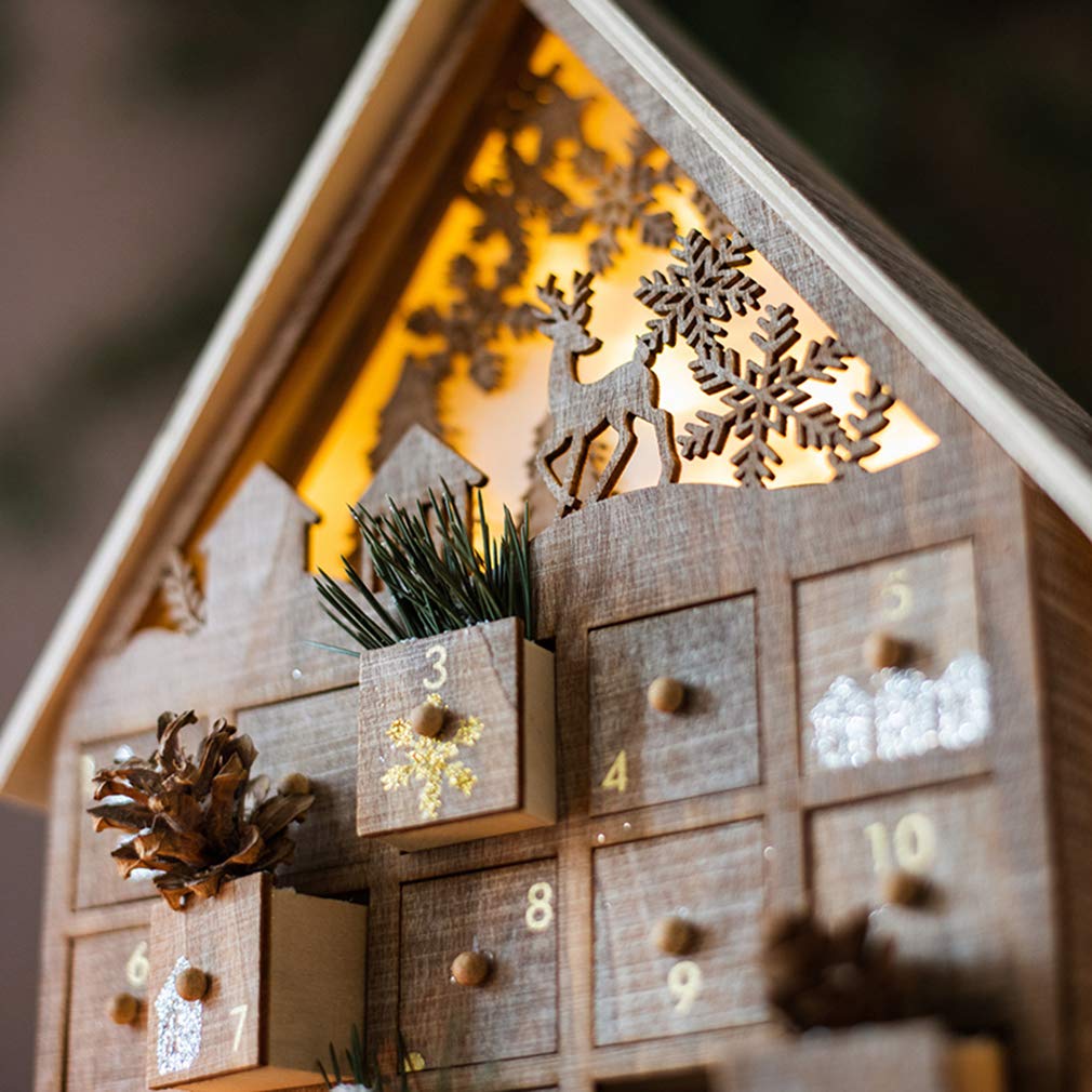 24-Day Christmas Wooden Advent Calendar with Drawers - Holiday Countdown Decor, Candy Storage Box & Festive Gift for Kids | Perfect for Home Decor, Classroom Activities & Christmas Eve Traditions