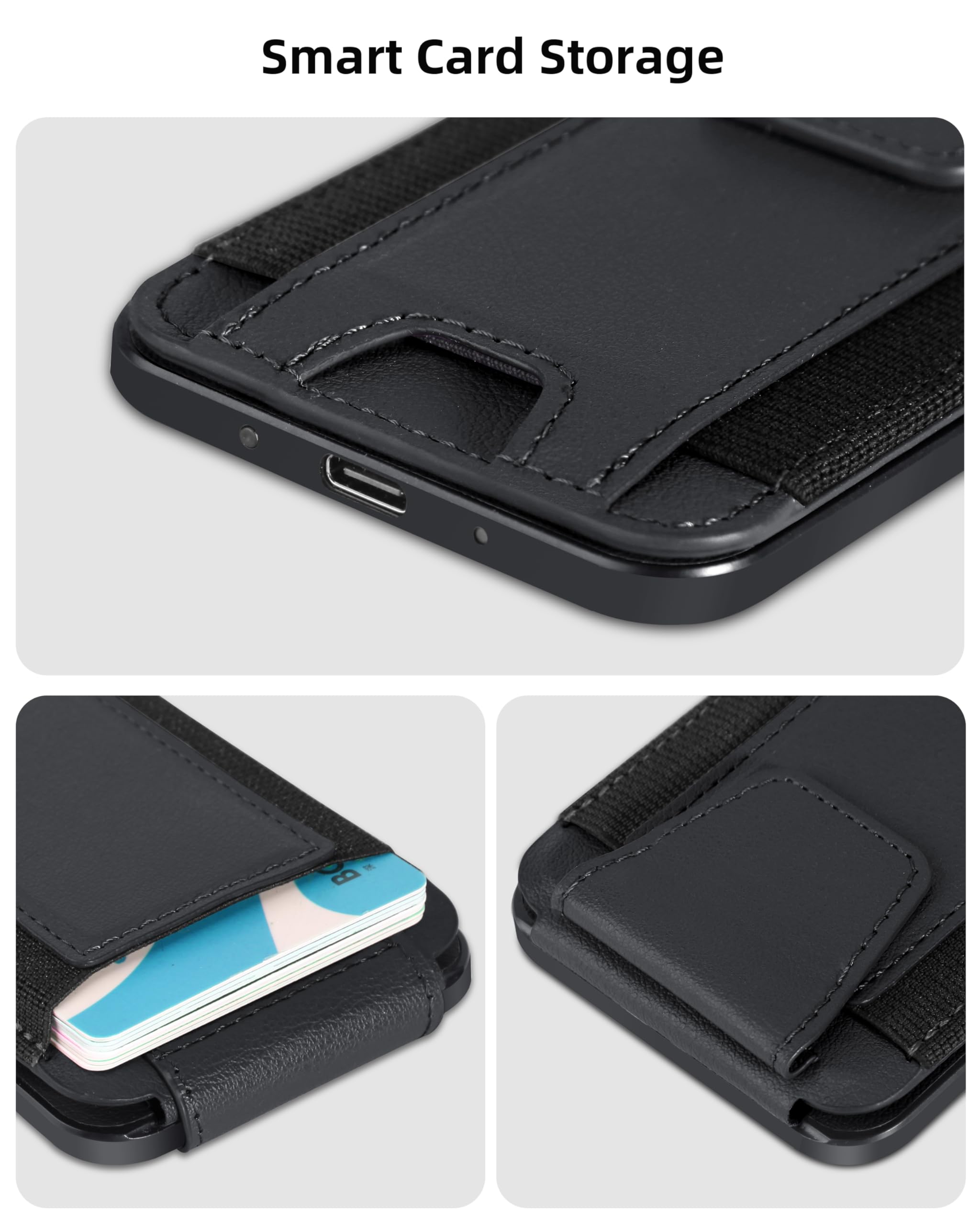 Magnetic Wallet for iPhone 16/15/14/13/12 Series - Magsafe Compatible with Apple Find My, 7-Card Holder with RFID Blocking & Privacy Flap, Adjustable Stand (Black) - Perfect for Travel, Shopping & Everyday Carry