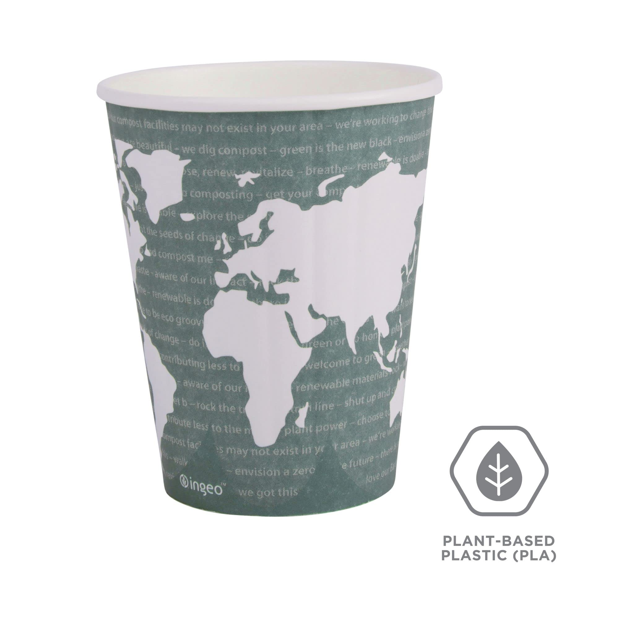ECO PRODUCTS Compostable Disposable 12oz Coffee Cups - 600 Count Case, Double-Wall Insulated Hot Paper Cups with Plant-Based PLA Lining (No Sleeves Needed) | Biodegradable, Sustainable Coffee Cups for Offices, Cafés & Eco-Friendly Events
