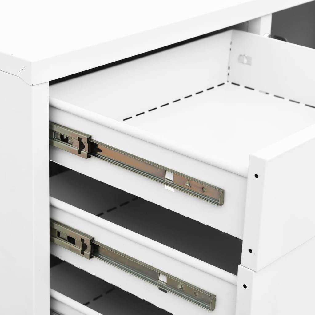 Space Saving White Steel Locked Base Cabinet Organizer - 35.4