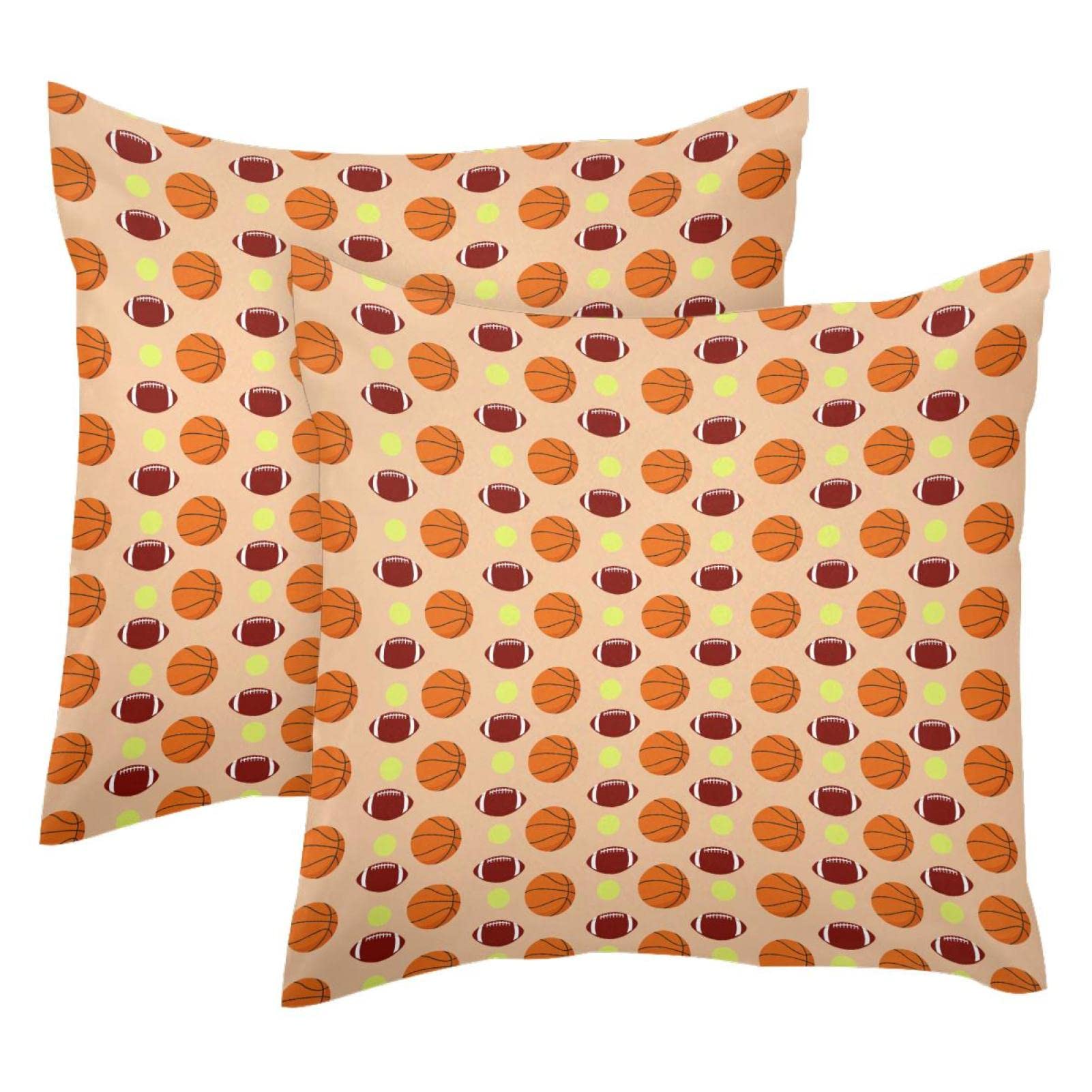 LORVIES Christmas Pillow Covers Set of 2 - 18x18 Inch Decorative Throw Pillow Cases with Soccer Basketball Baseball Sports Patterns for Couch, Bedroom, Living Room Home Decor Holiday Gift