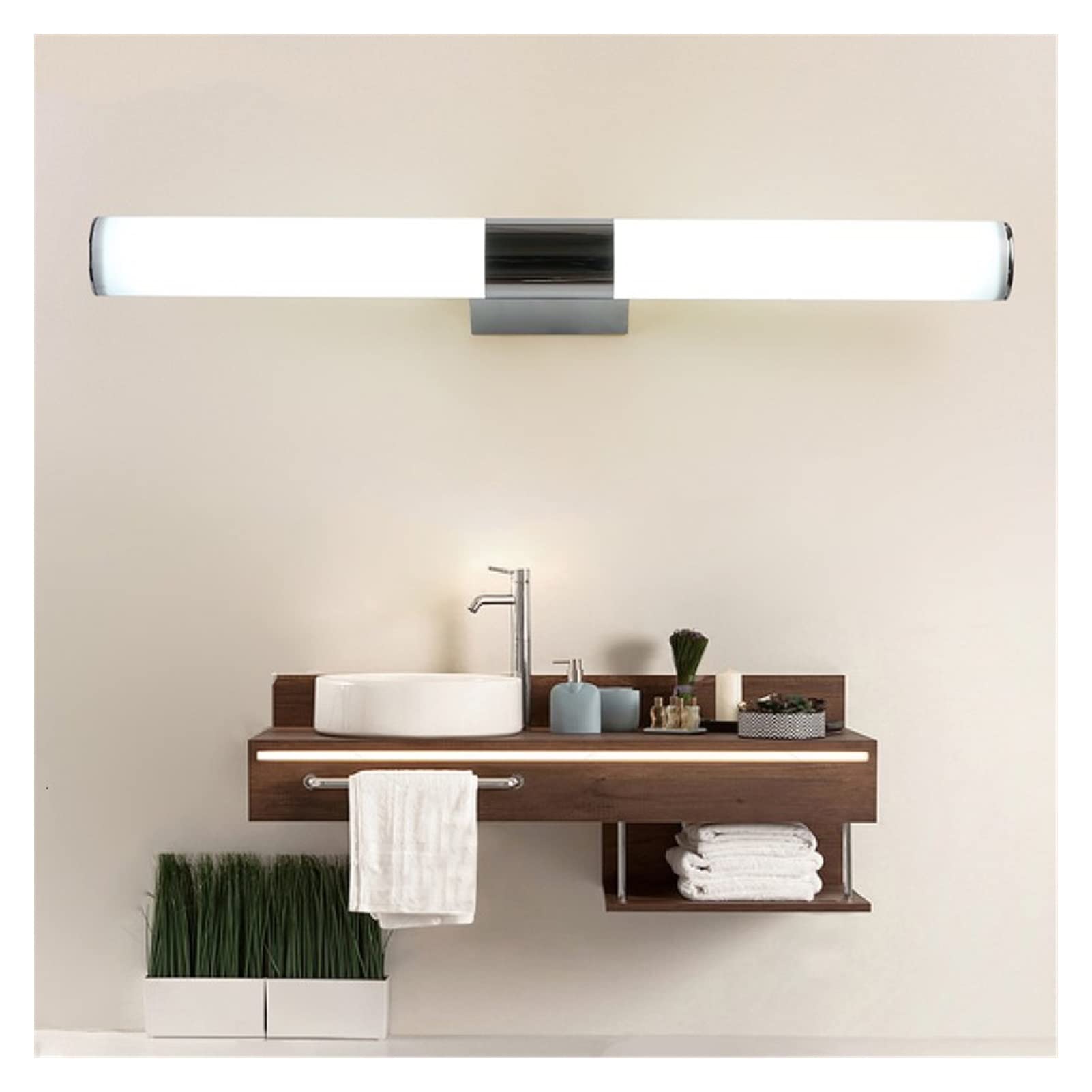 Waterproof LED Wall Lamp for Bathroom - 7W 9W 15W Modern Mirror Light, AC85-265V Tube Lighting, Cool White Candle Style (56cm 9W) - Perfect for Vanity, Makeup Mirror & Shower Lighting