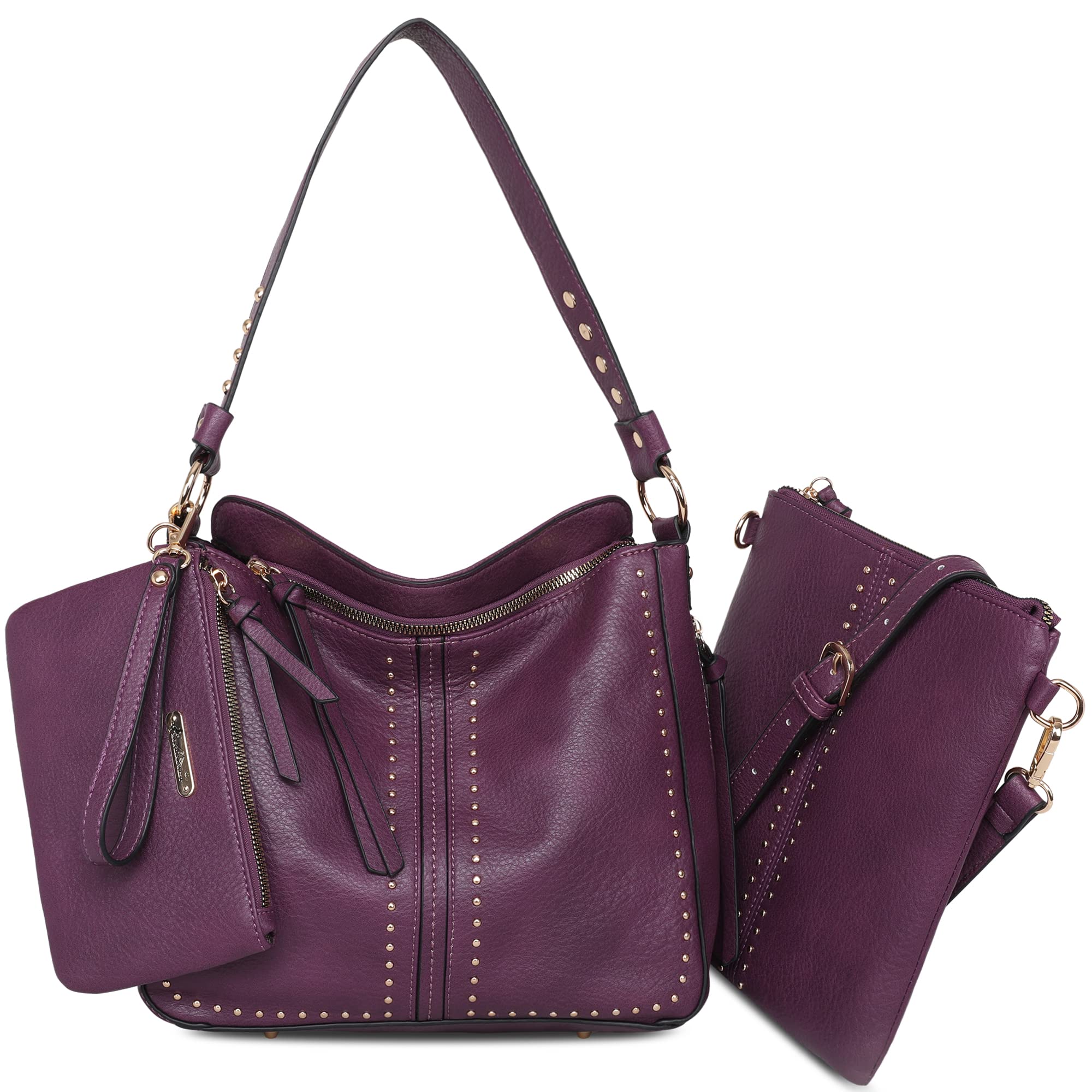 Montana West Women's Leather Concealed Carry Tote & Hobo Shoulder Bag Set (3-Piece) - Stylish Handgun Purse for Everyday Use, Travel & Work