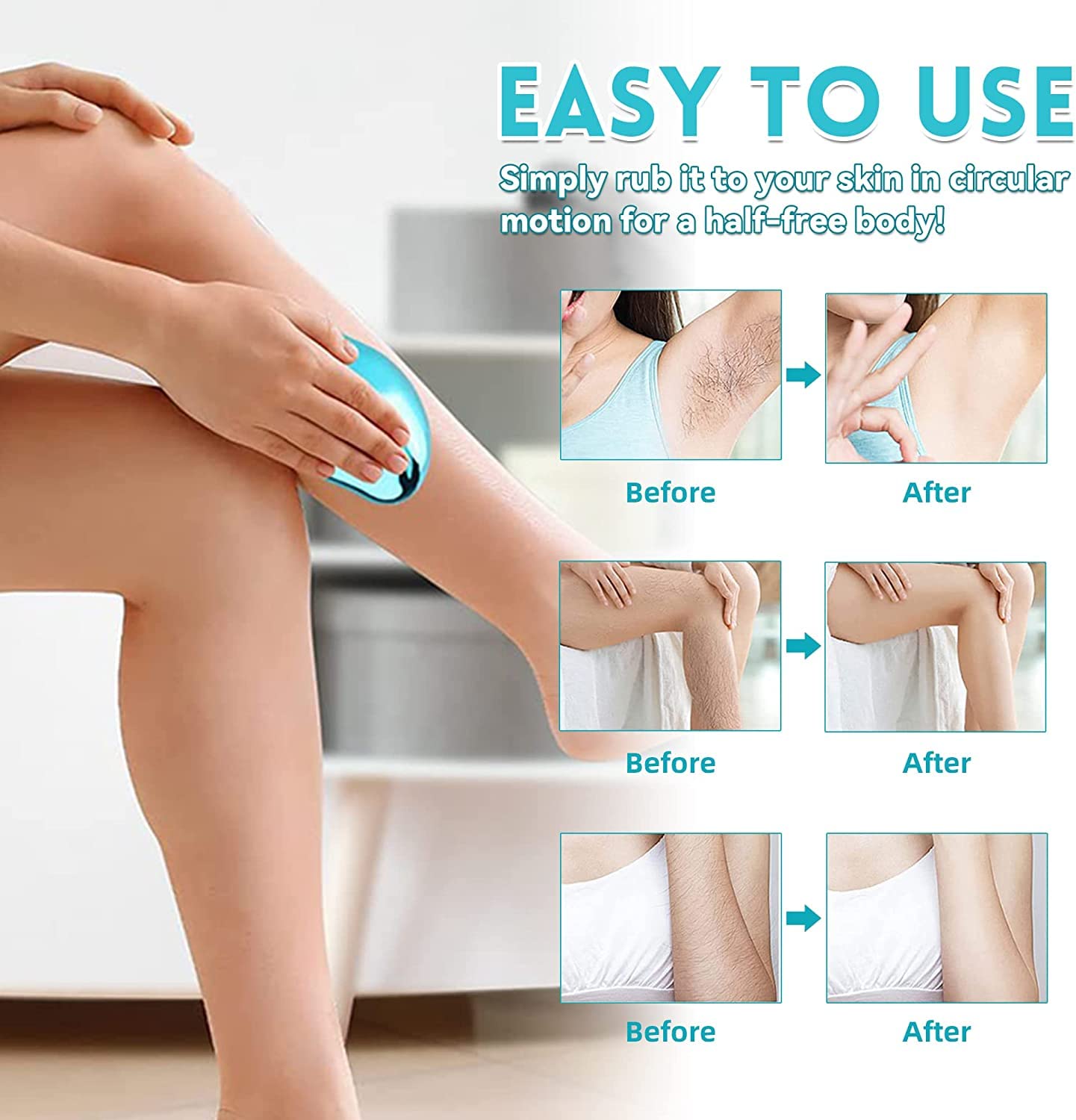 Calyrex Painless Nano Peel Hair Remover for Women & Men - Portable Crystal Razor for Arms & Legs Hair Removal | Easy to Use at Home, Travel & Salon