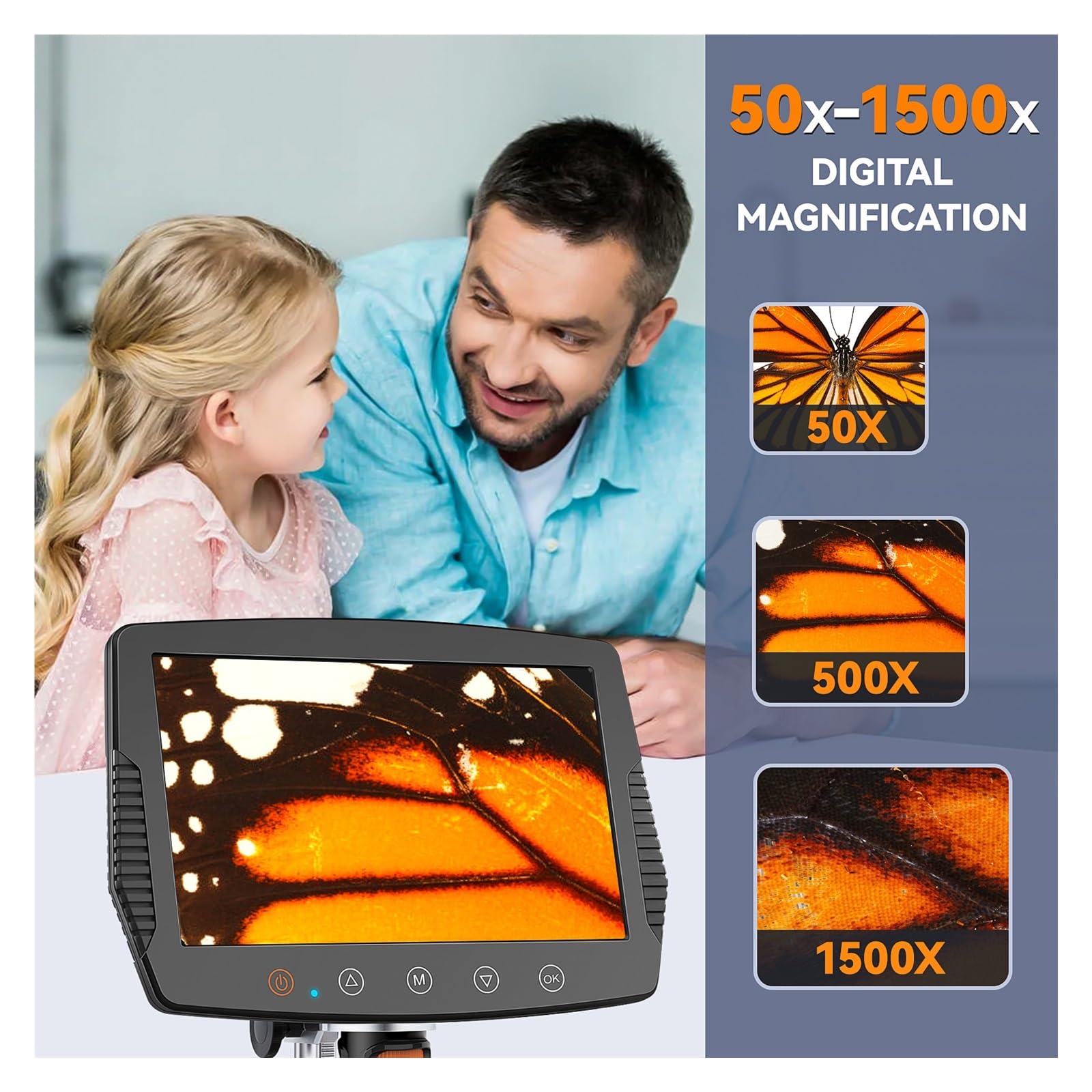9 Inch LCD Digital Microscope 1500X Magnification with 12MP HD Camera - Wired Control Soldering & Repair Tool with LED Lights & 32GB TF Card - Perfect for Coin Collecting, Jewelry Inspection & Electronics Repair