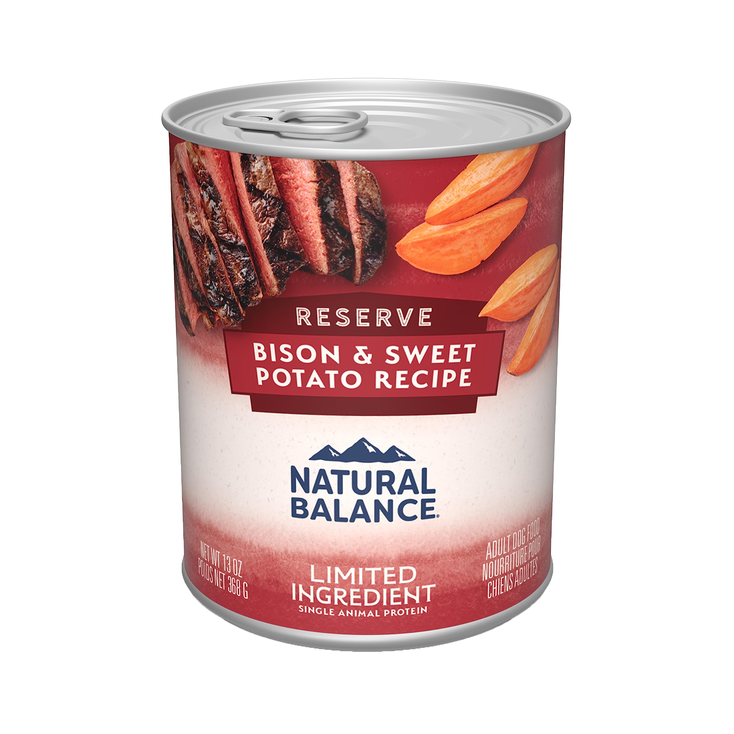 Natural Balance Limited Ingredient Grain-Free Wet Canned Dog Food - Bison & Sweet Potato Recipe for Adult Dogs, 13oz (12 Pack) | Hypoallergenic, Digestive Support | Perfect for Sensitive Stomachs & Allergies