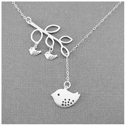 Blessed Birds on Branch Necklace - Elegant Silver Pendant for Women - Perfect Gift for Christmas, Birthday & Special Occasions