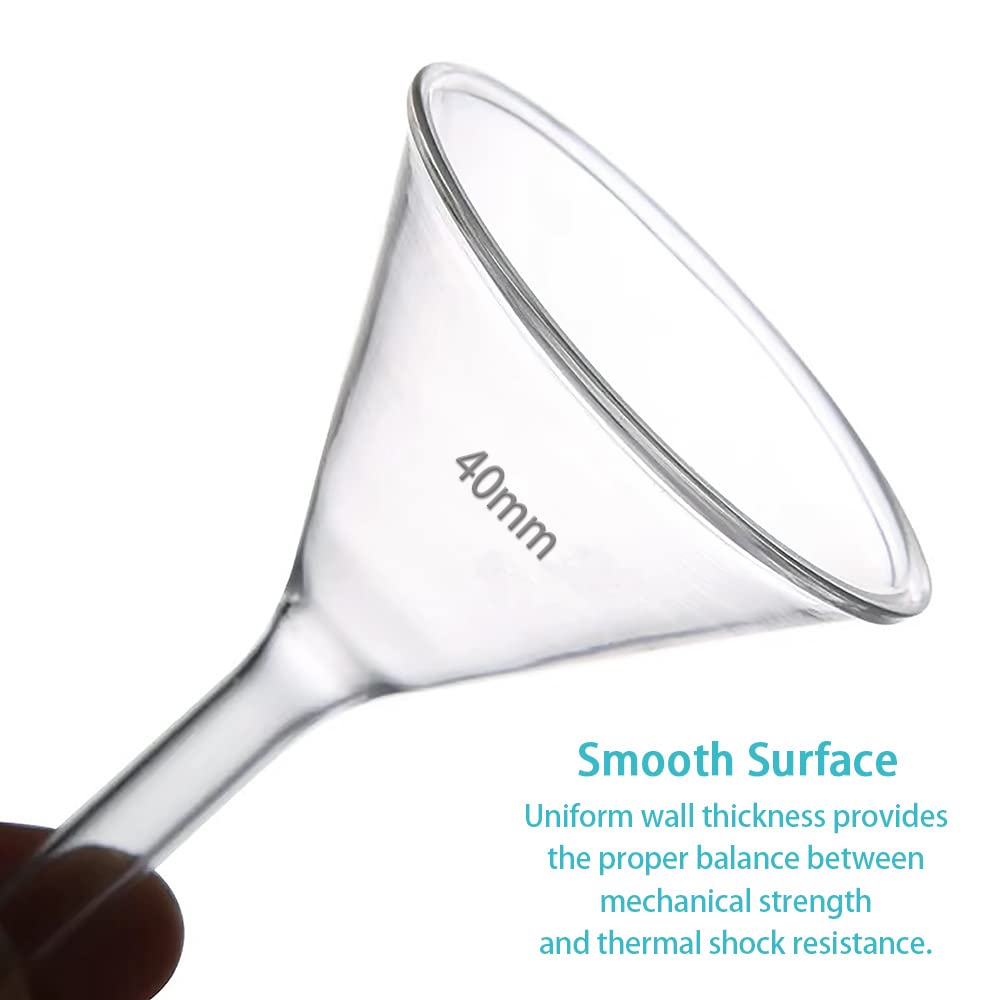 40mm Borosilicate Glass Funnel - 3.3 Inch Heat-Resistant Lab Funnel for Automotive Oil Change, Bottle Filling & DIY Chemistry Experiments | Perfect for Mechanics, Home Brewing & Science Projects