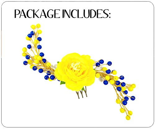 Artificial Rose Flower Hair Pins for Women - Yellow Wedding Hair Accessories, Bridal Hair Clips, Juda Pins for Girls | Perfect for Weddings, Prom, Parties & Special Occasions