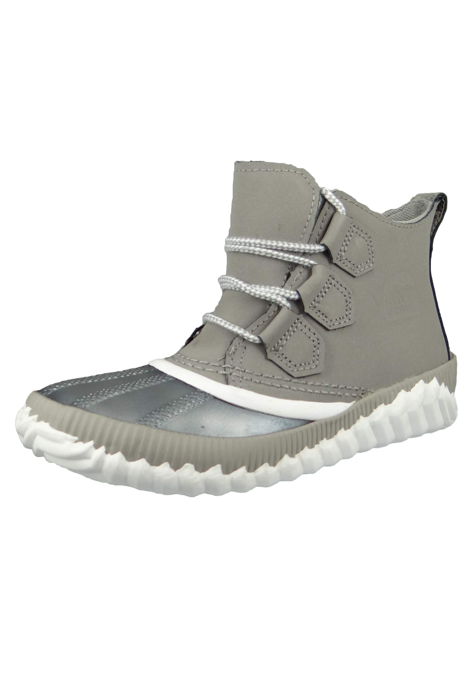 Sorel Women's Out 'N About Plus Boots - Waterproof Winter Snow Boots with Leather & Metallic Shell, Chrome Grey - Perfect for Hiking, Snowy Weather & Outdoor Adventures